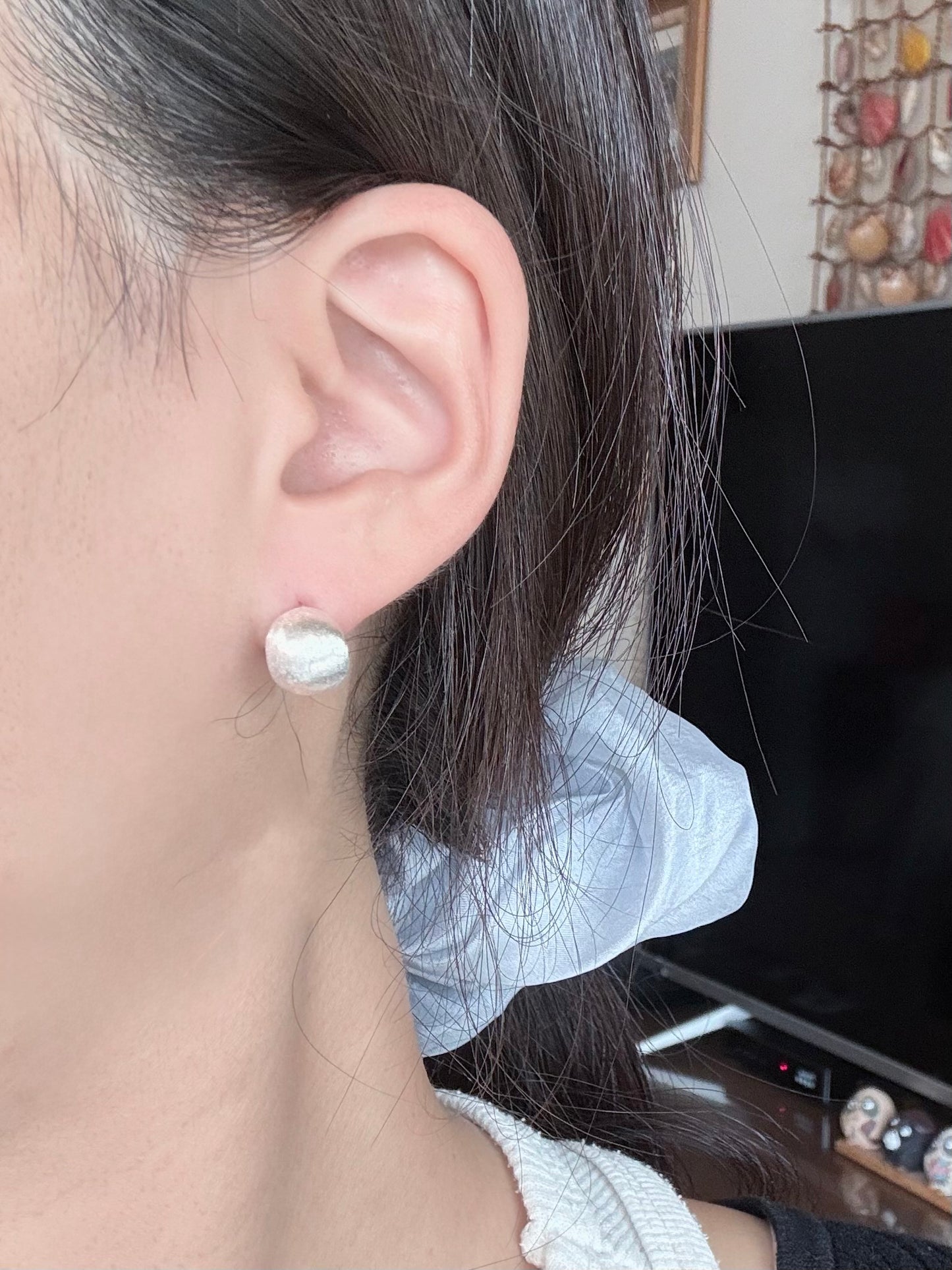 霧面橢圓豆豆耳環💫Matte Oval Bean Earrings