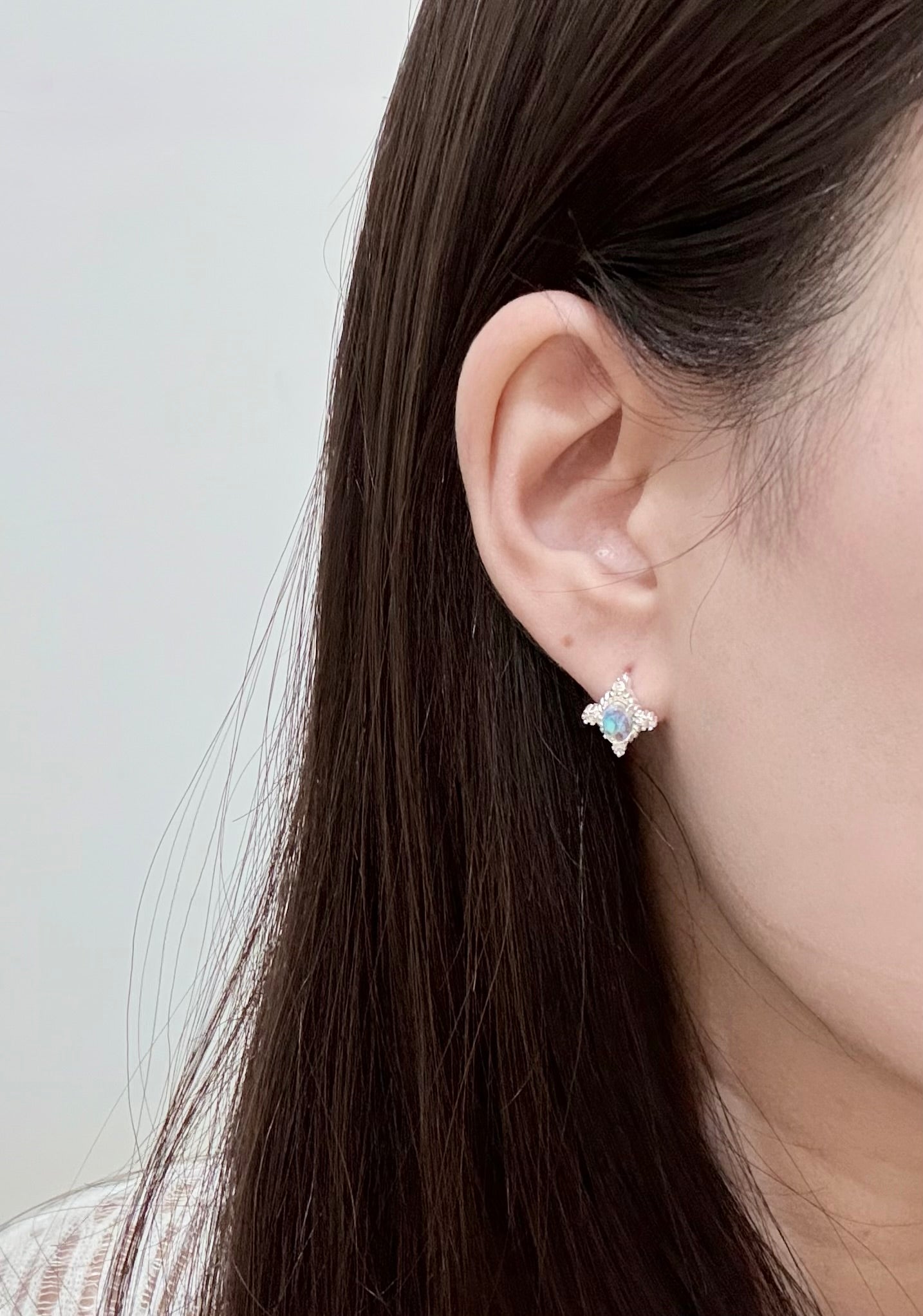 月光石復古純銀耳環