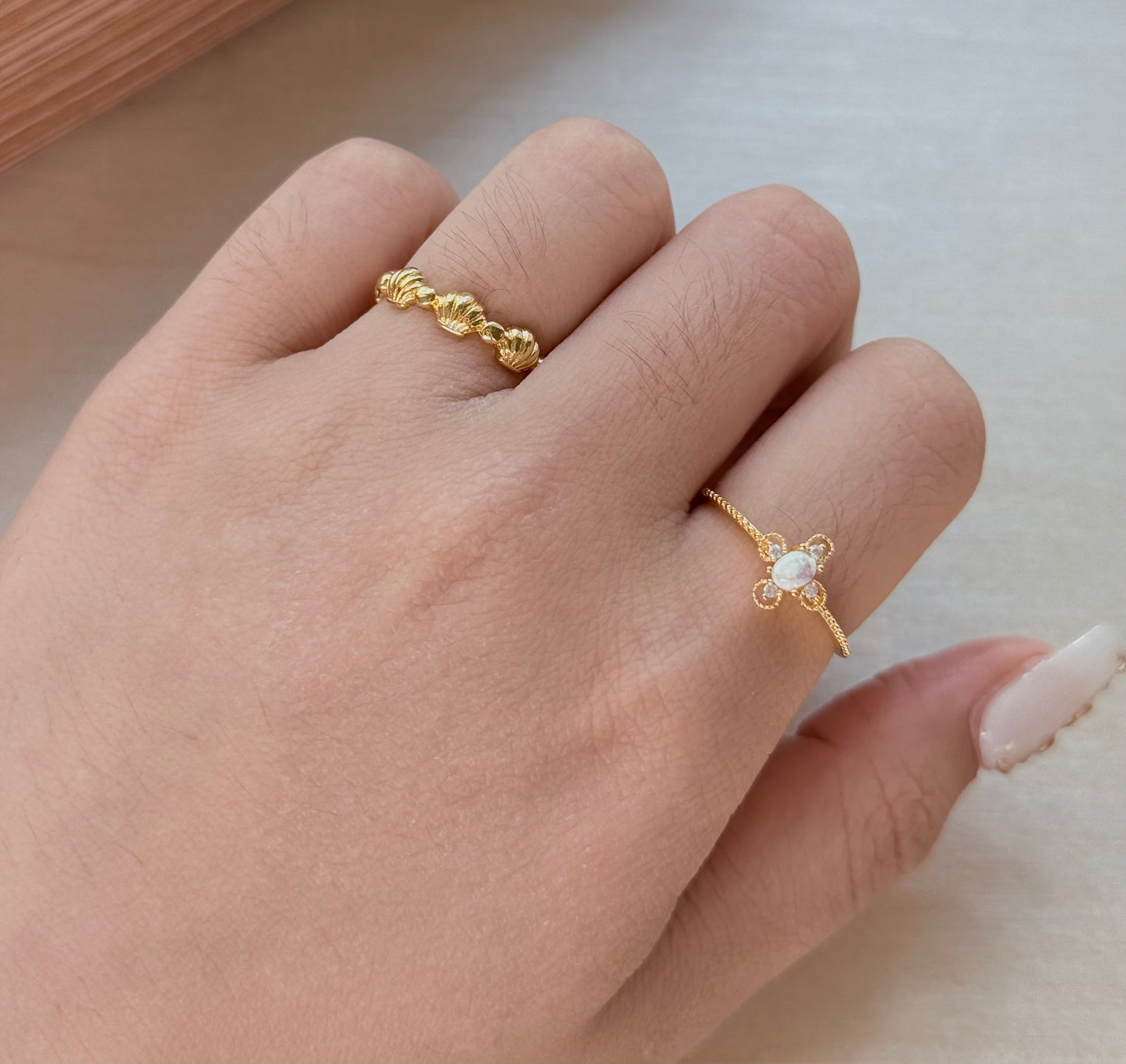 簡約復古歐泊石戒指