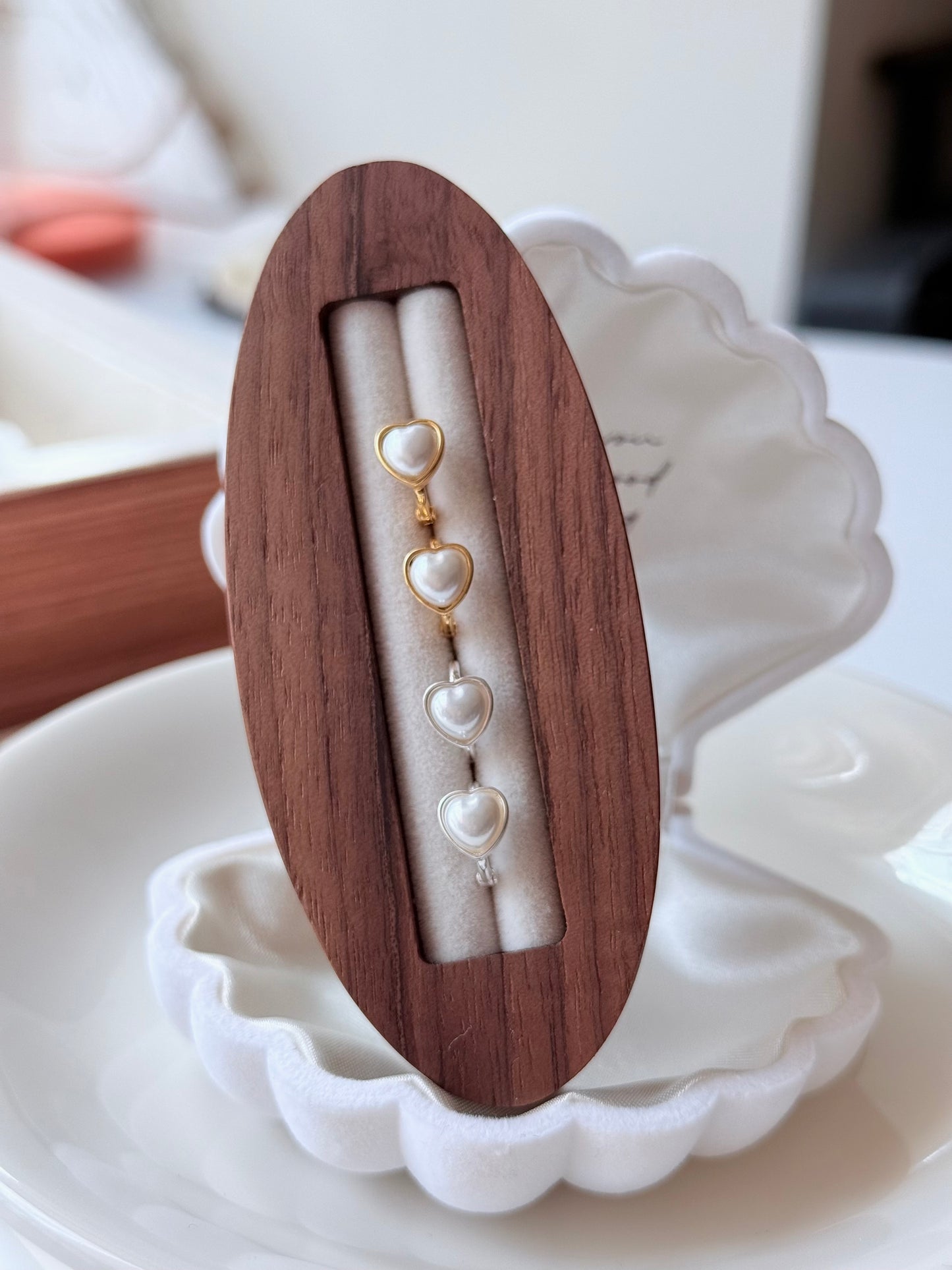 愛心珍珠耳扣💛Heart Pearl Earrings