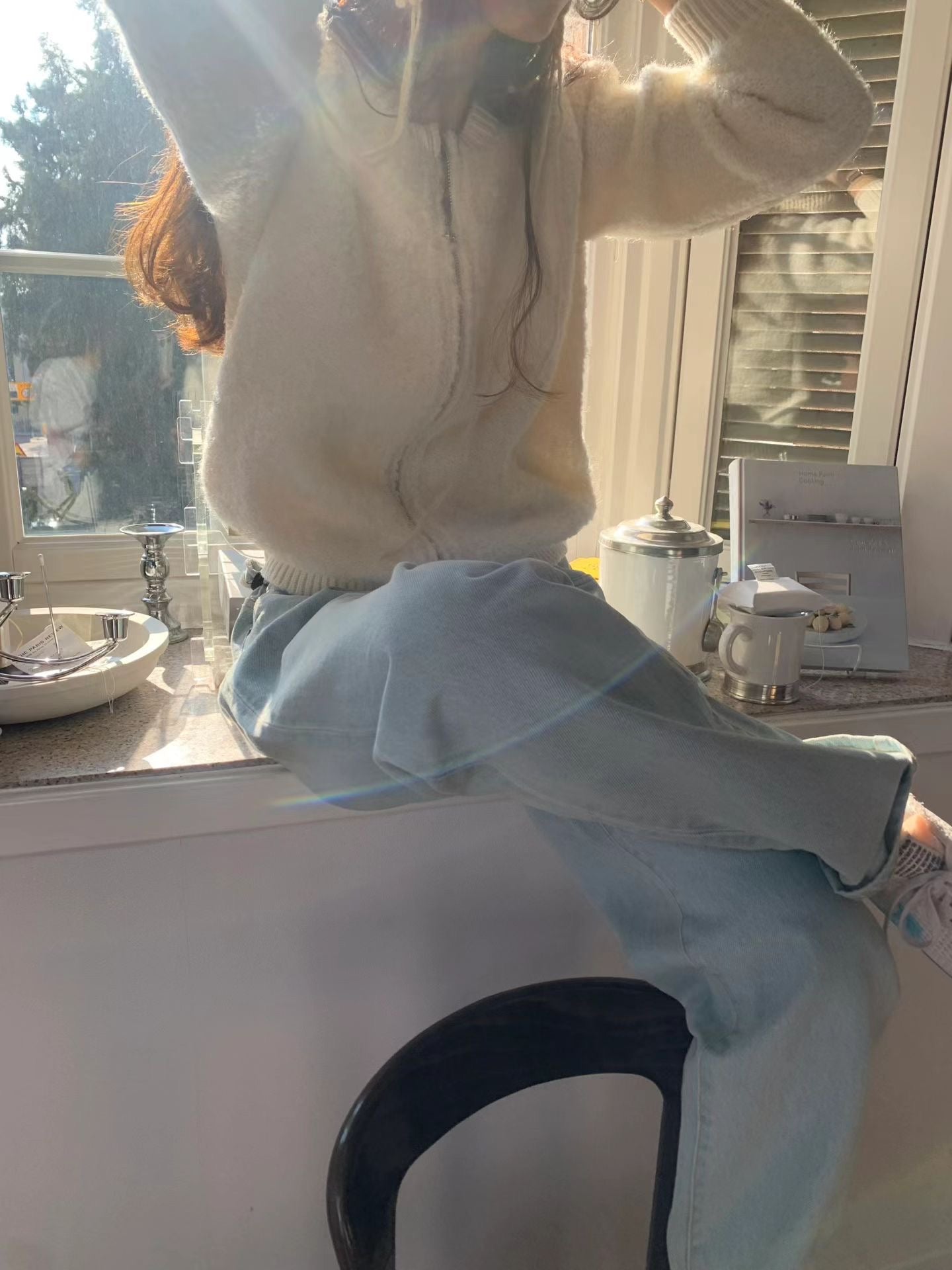 療癒色系🩵寶寶藍圈圈毛毛衣開衫