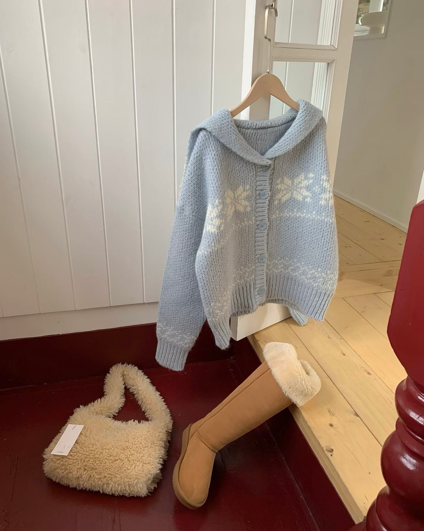 北歐風雪花❄️翻領開衫