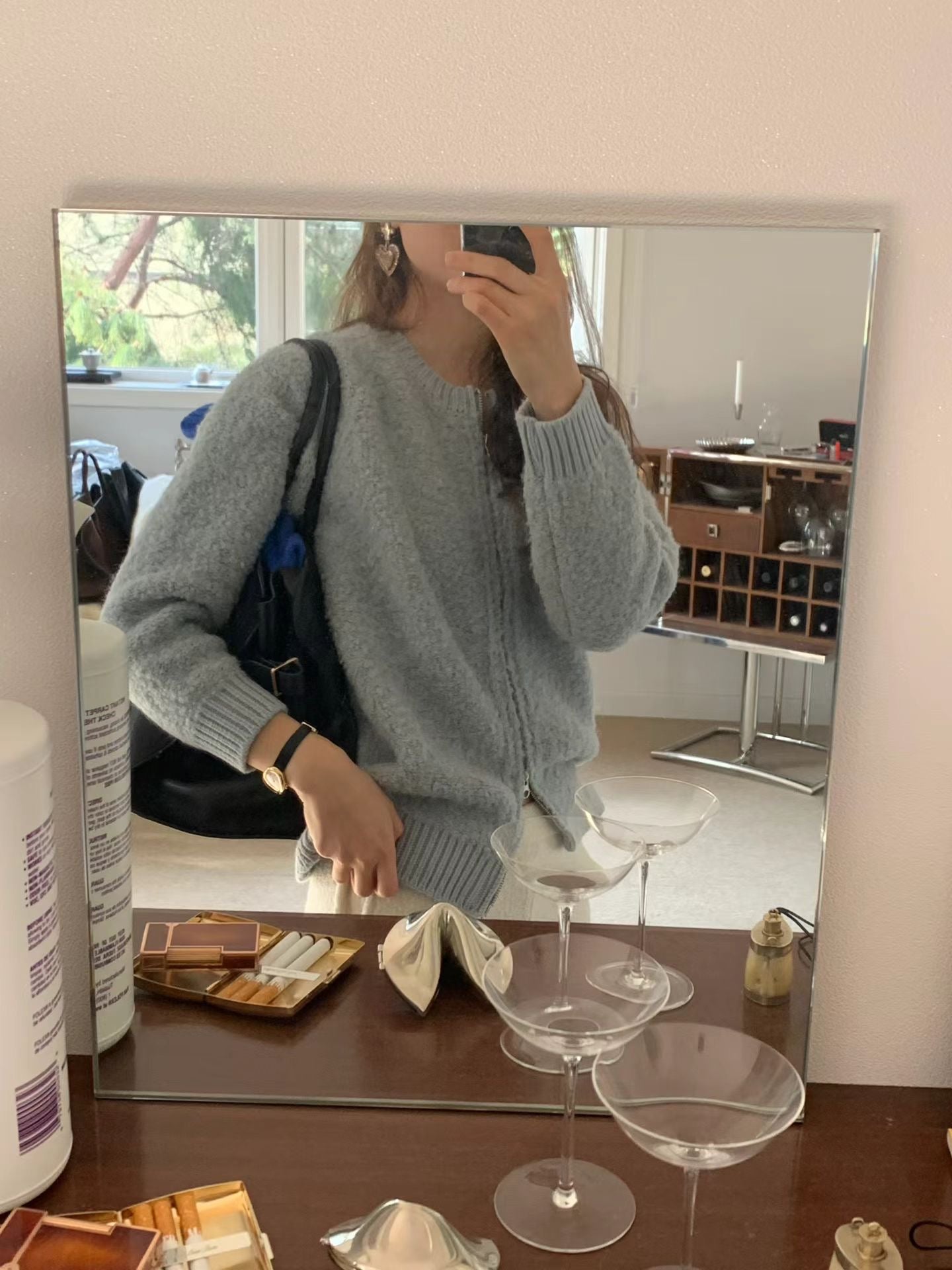 療癒色系🩵寶寶藍圈圈毛毛衣開衫