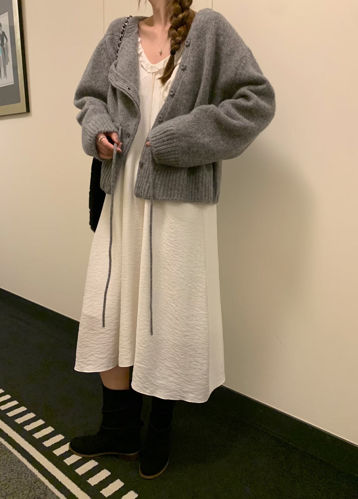 100%羊毛🦙溫柔綁帶抽繩針織外套