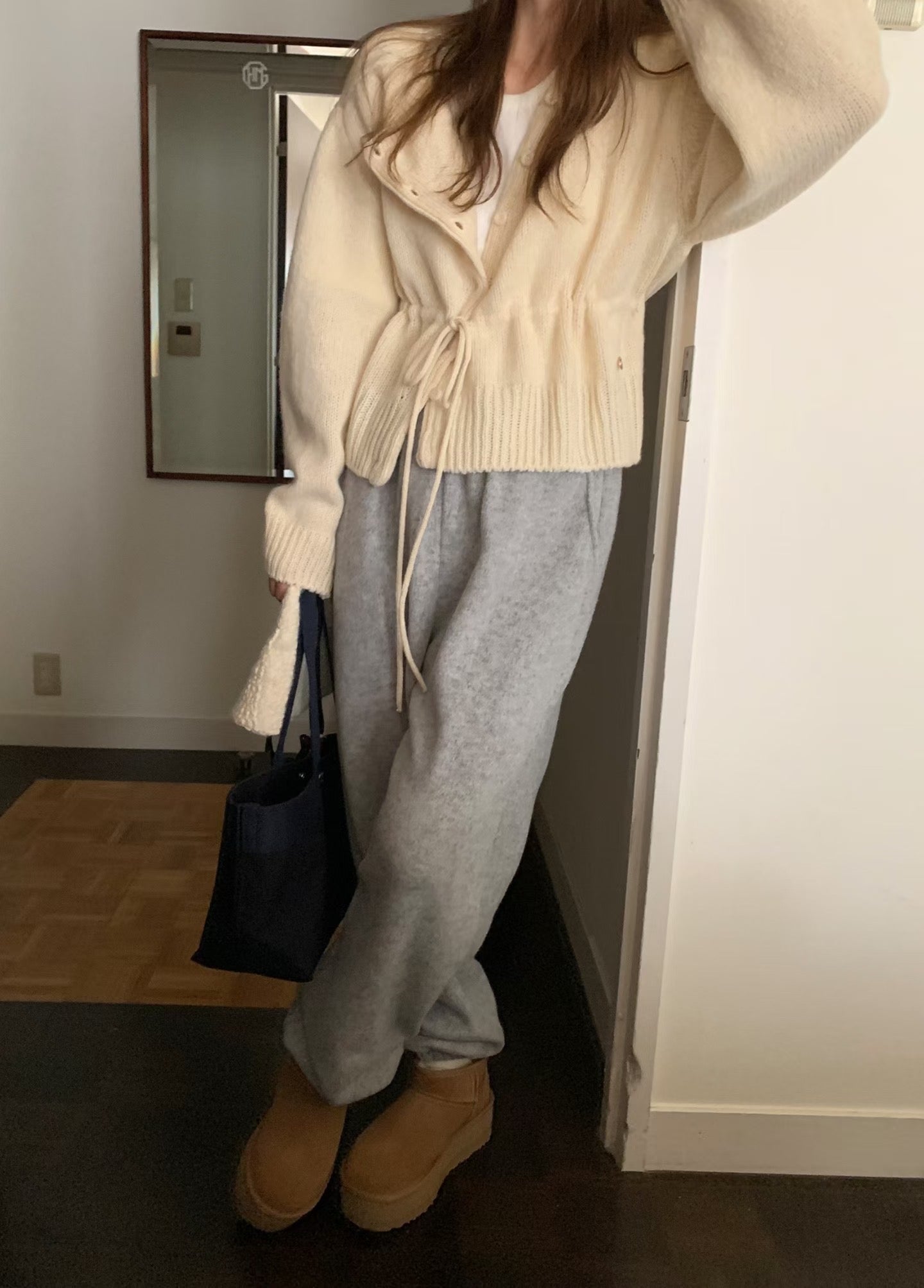 100%羊毛🦙溫柔綁帶抽繩針織外套