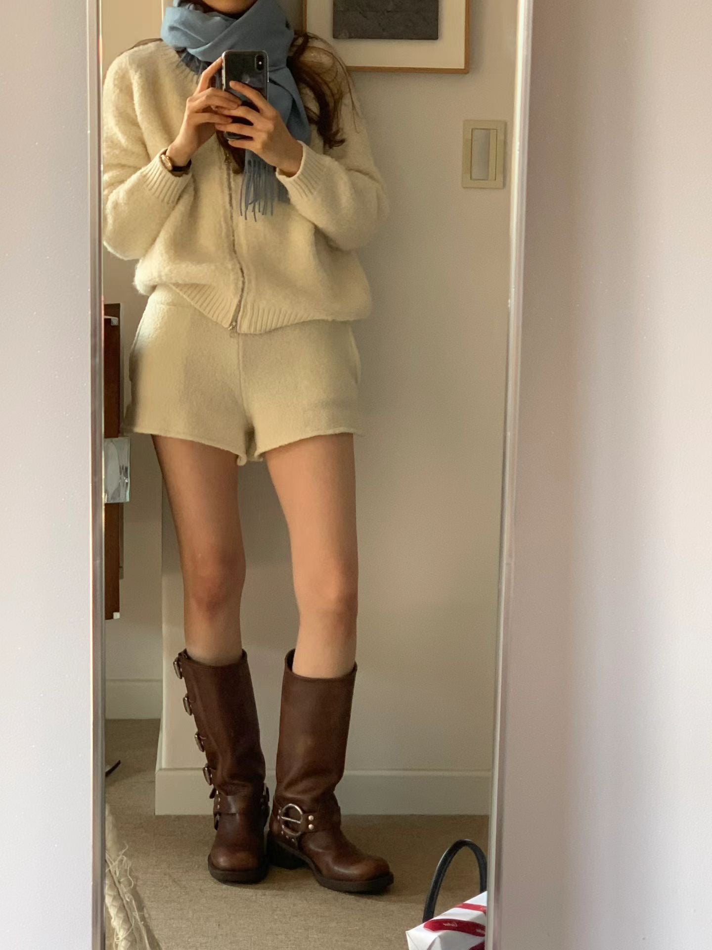 療癒色系🩵寶寶藍圈圈毛毛衣開衫