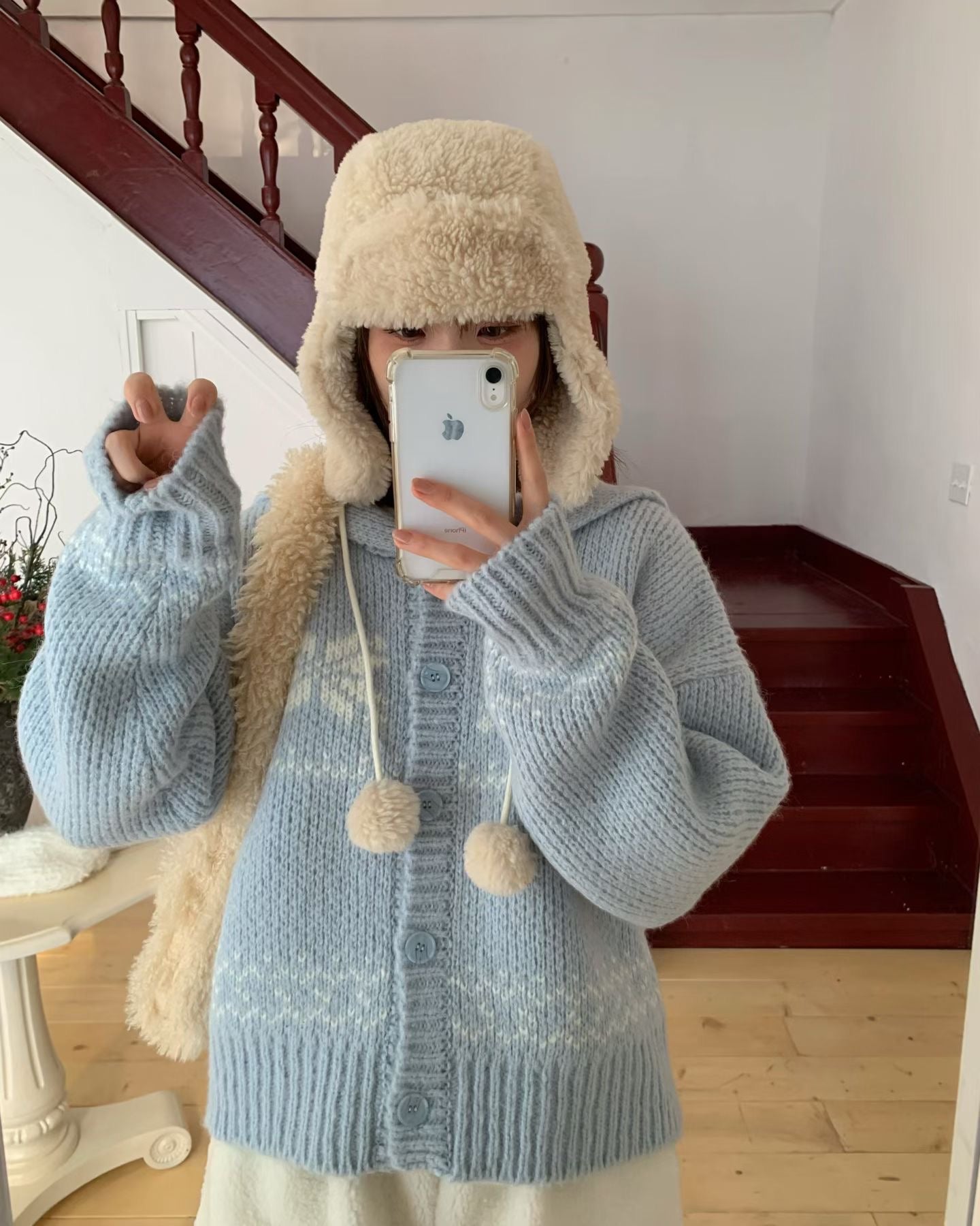 北歐風雪花❄️翻領開衫