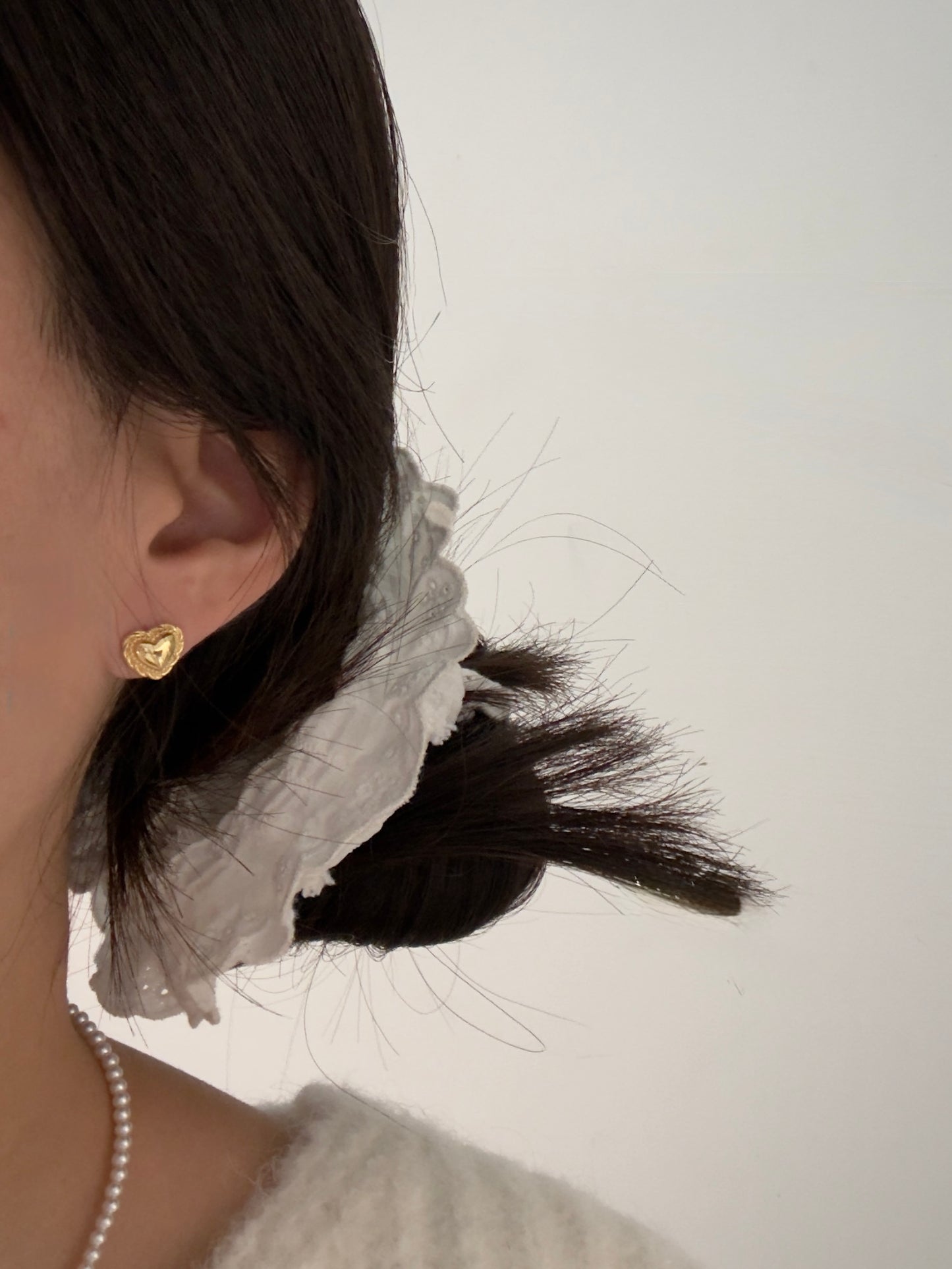 浪漫愛心花邊耳環