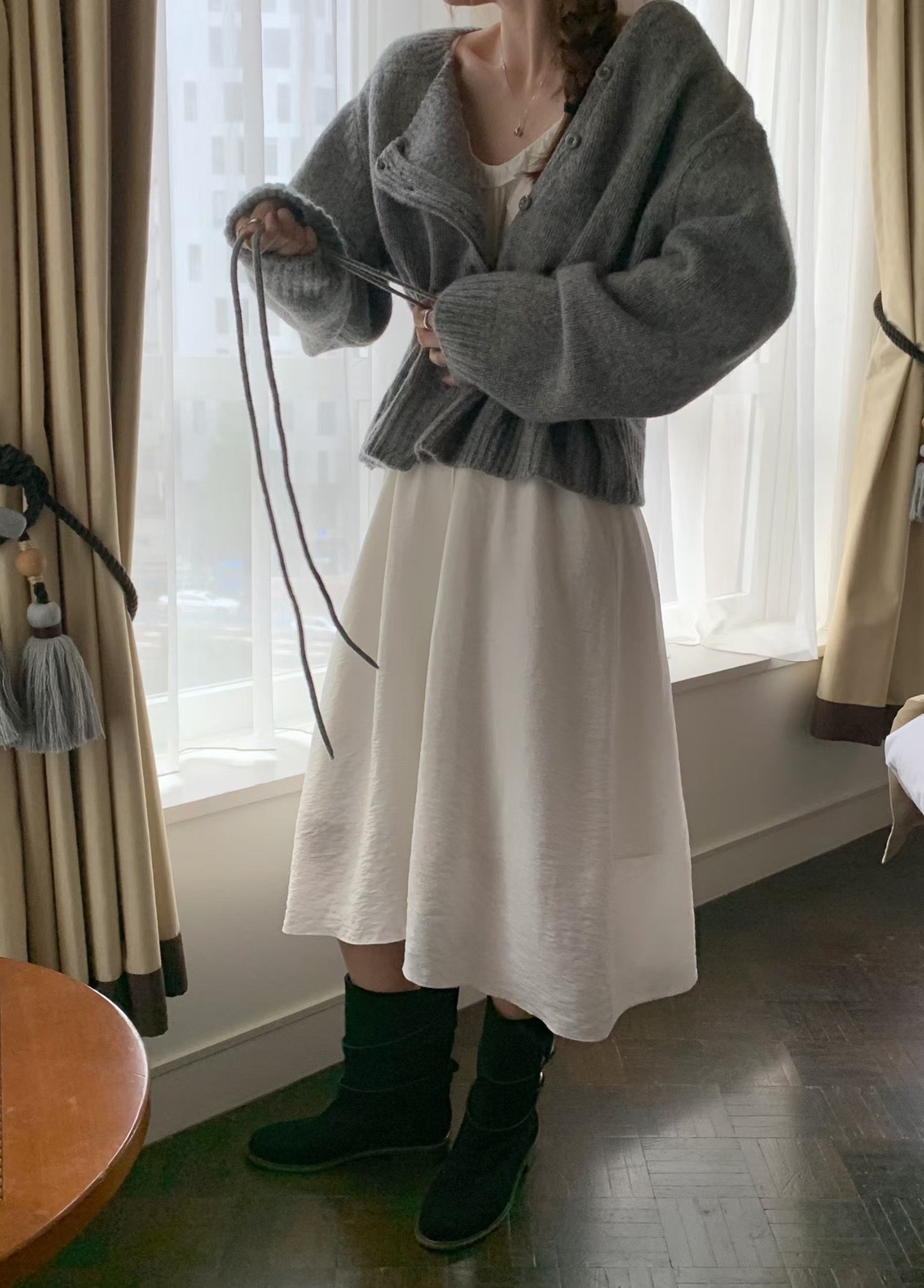 100%羊毛🦙溫柔綁帶抽繩針織外套