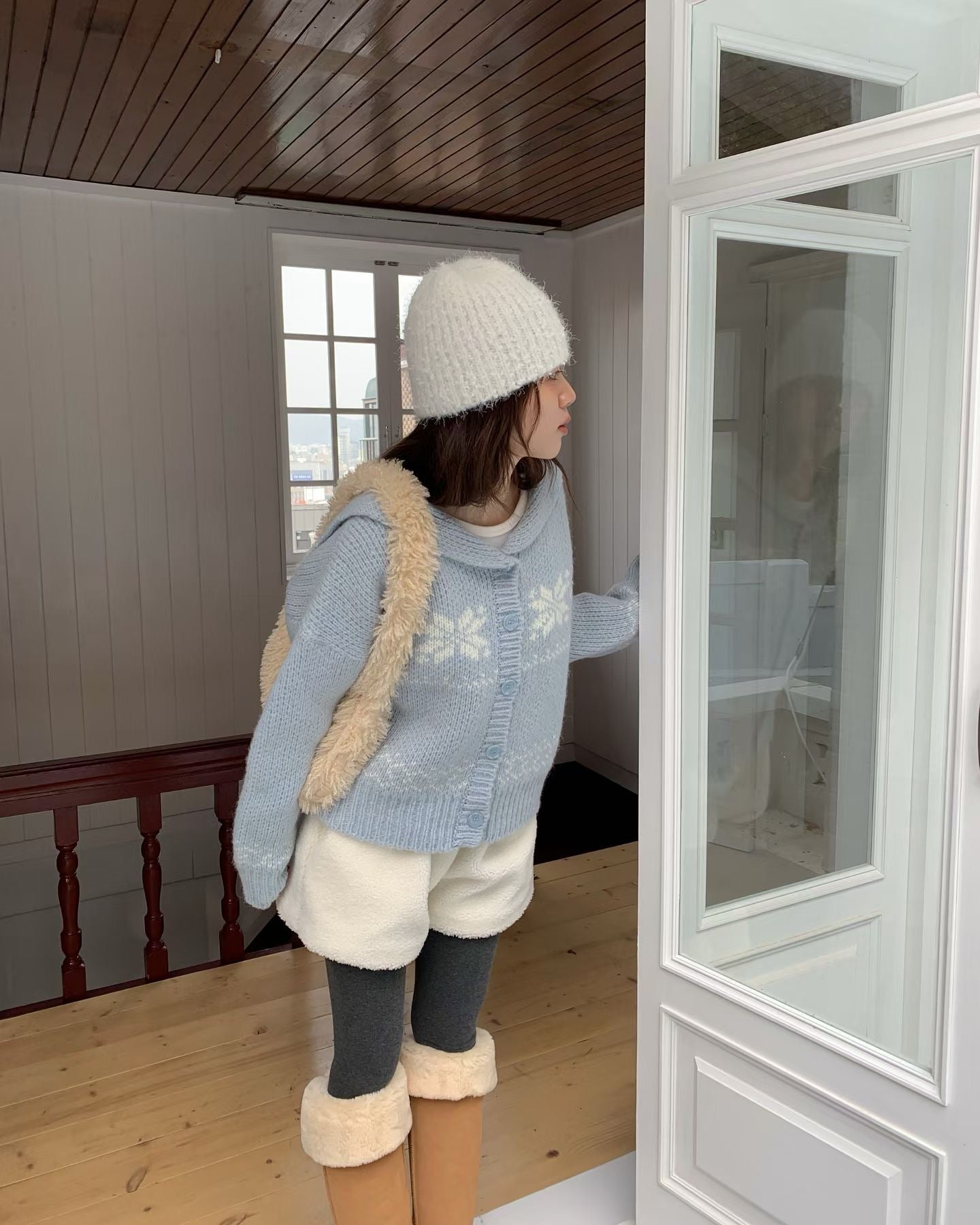 北歐風雪花❄️翻領開衫
