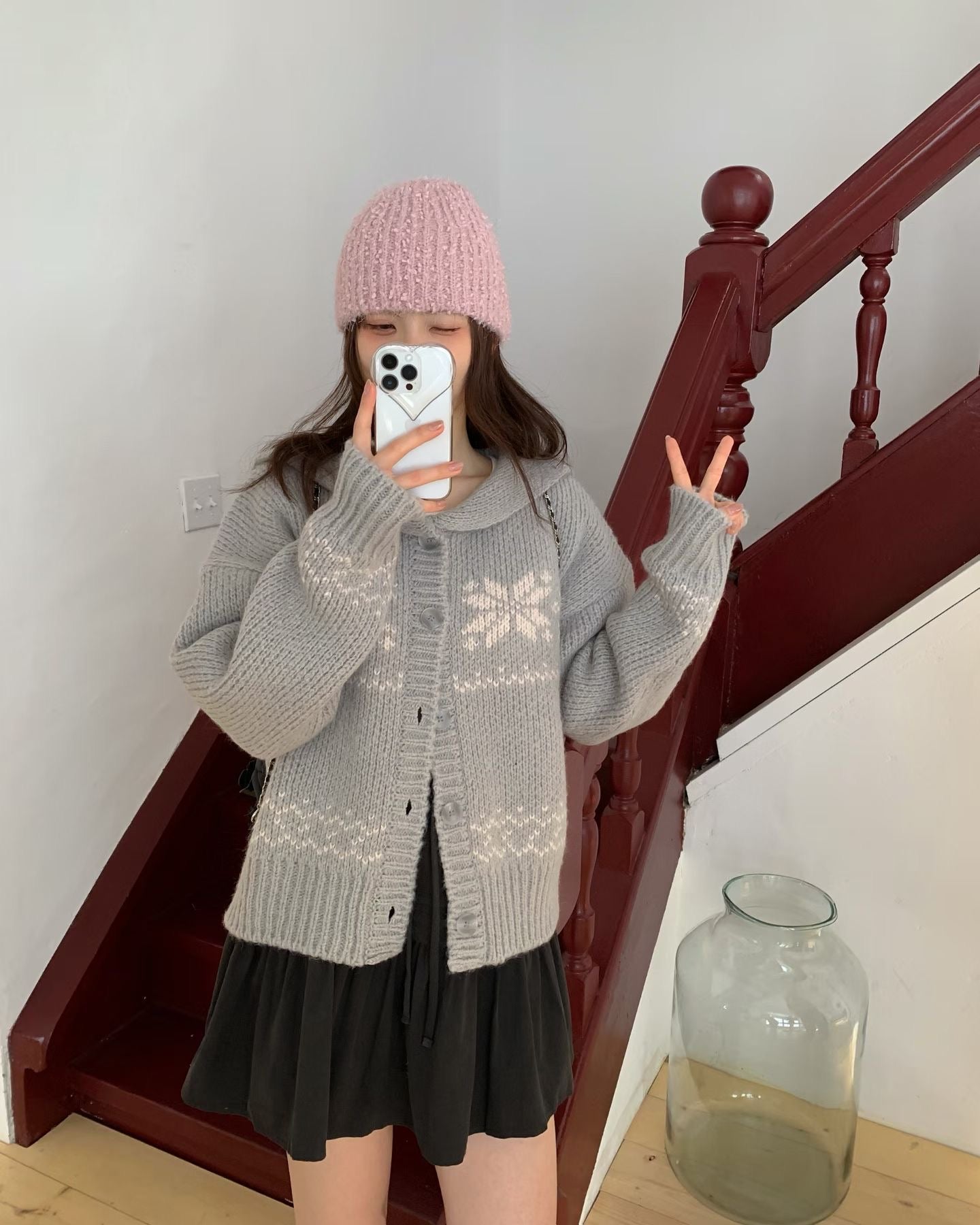 北歐風雪花❄️翻領開衫