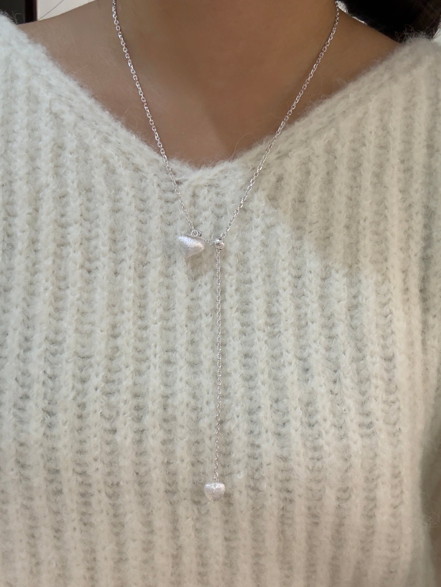 超級重磅💖霧面愛心可調節長鏈毛衣鏈