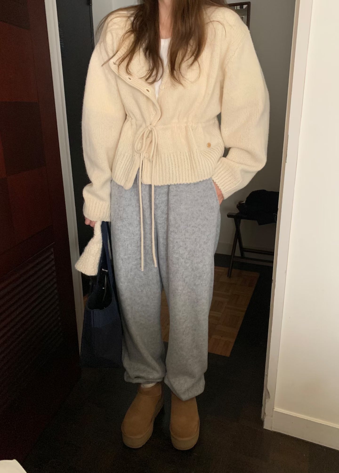 100%羊毛🦙溫柔綁帶抽繩針織外套