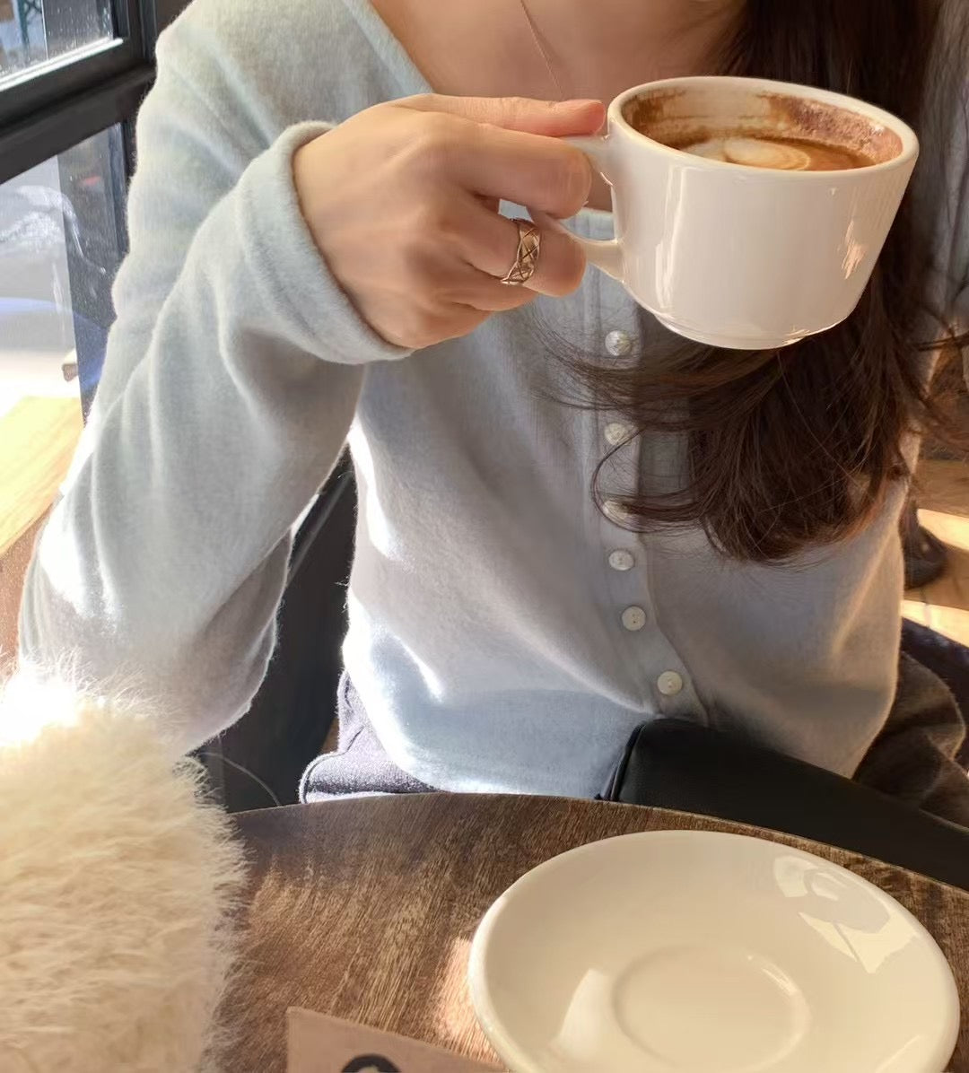 安哥拉羊毛針織開襟衫