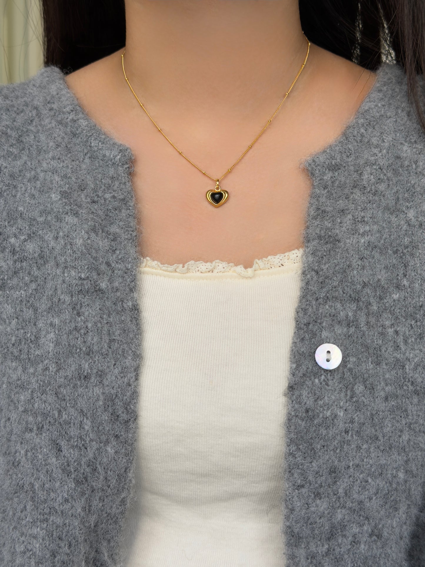 推薦款💝復古感滿滿愛心原石項鍊