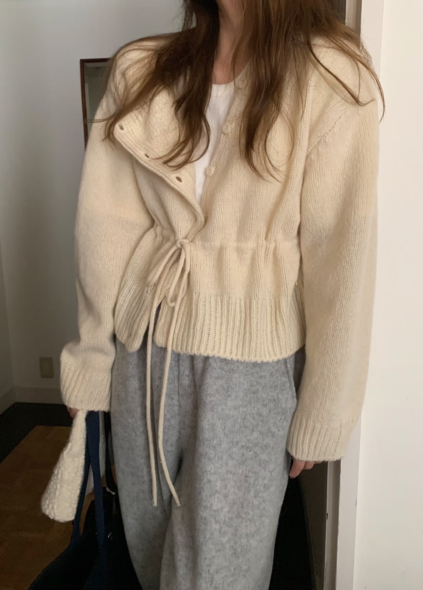 100%羊毛🦙溫柔綁帶抽繩針織外套