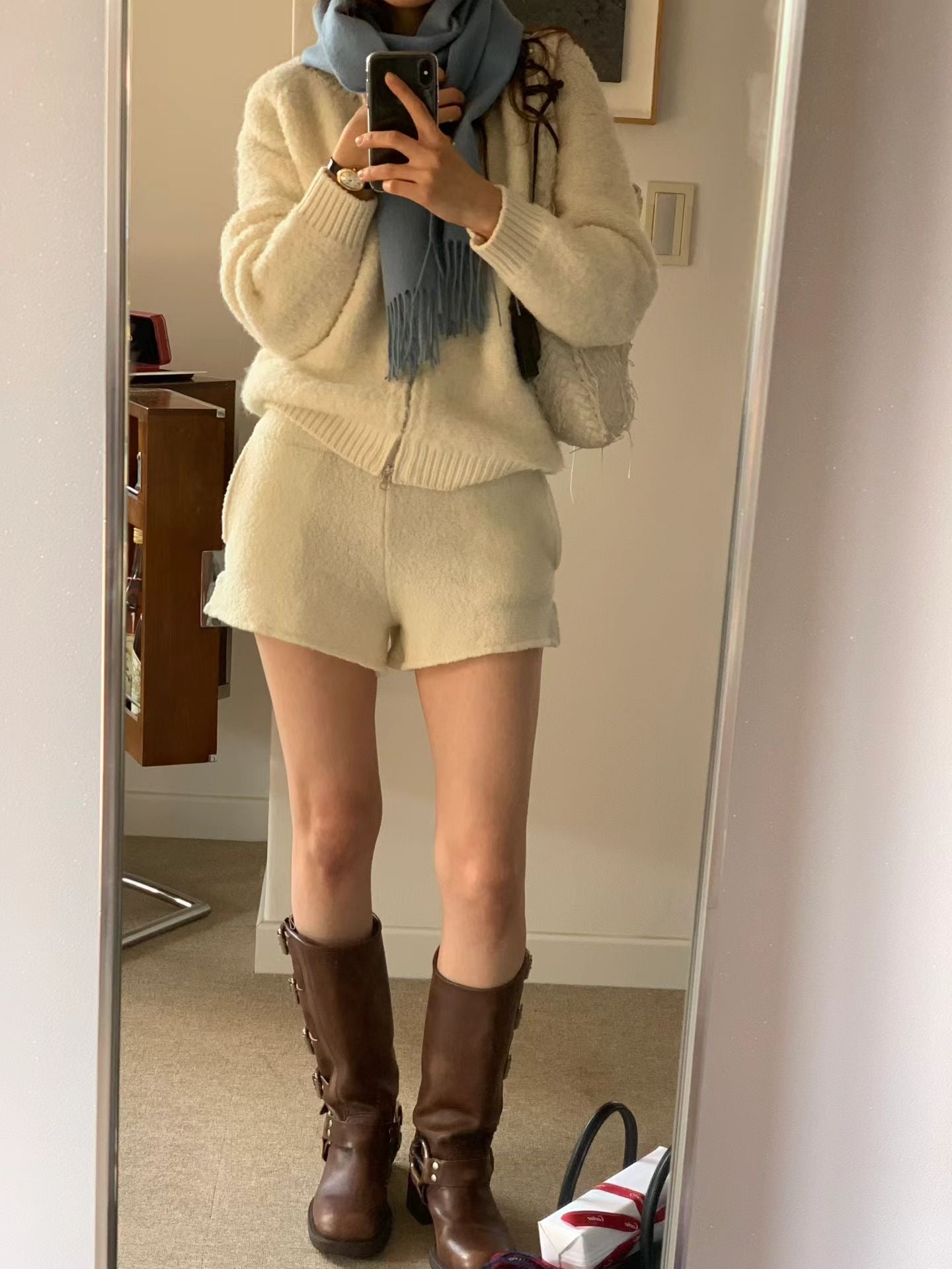 療癒色系🩵寶寶藍圈圈毛毛衣開衫