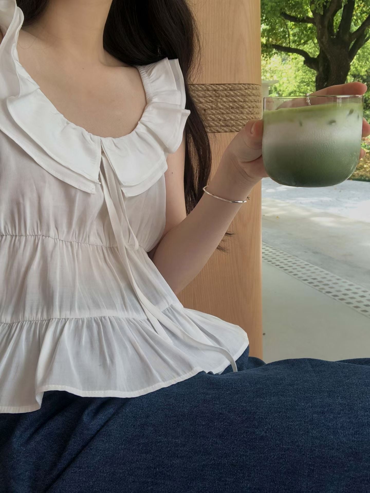 【現貨🍦】Y26法式奶油皺摺荷葉背心