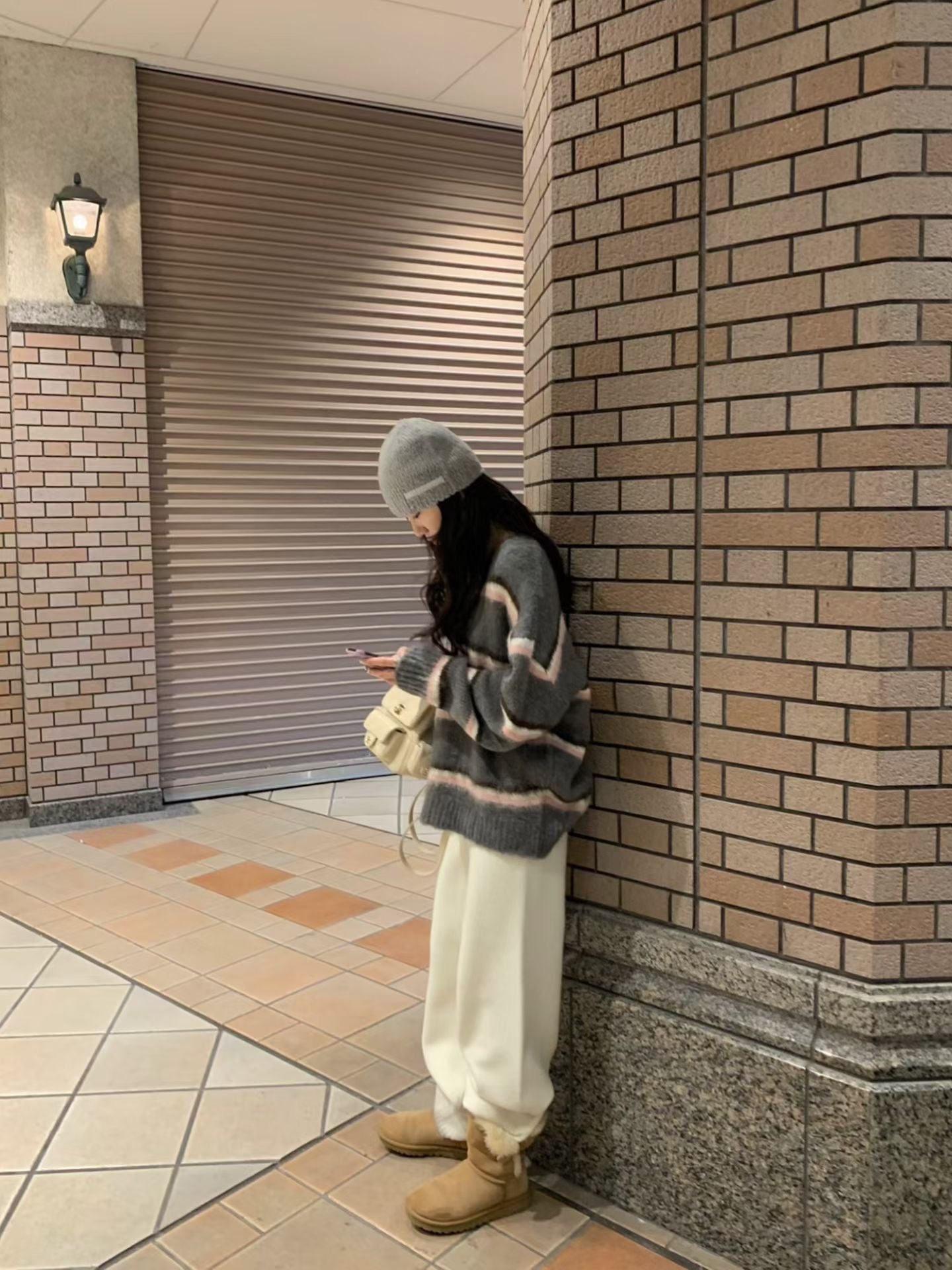 冬日挺版針織寬褲