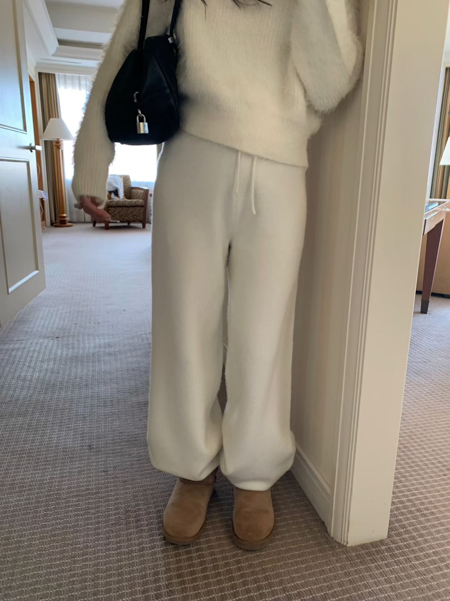 冬日挺版針織寬褲