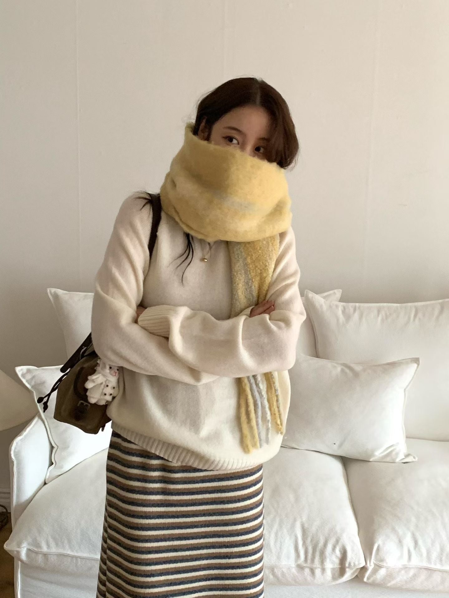 超級可愛柔軟的混色雙面羊毛圍巾🧣