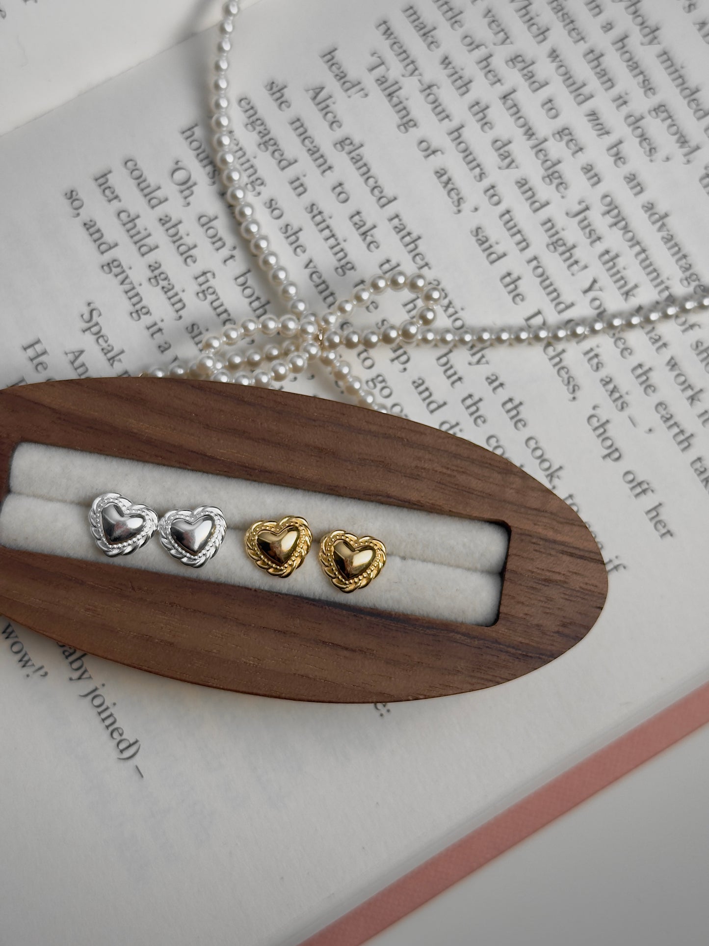 浪漫愛心花邊耳環