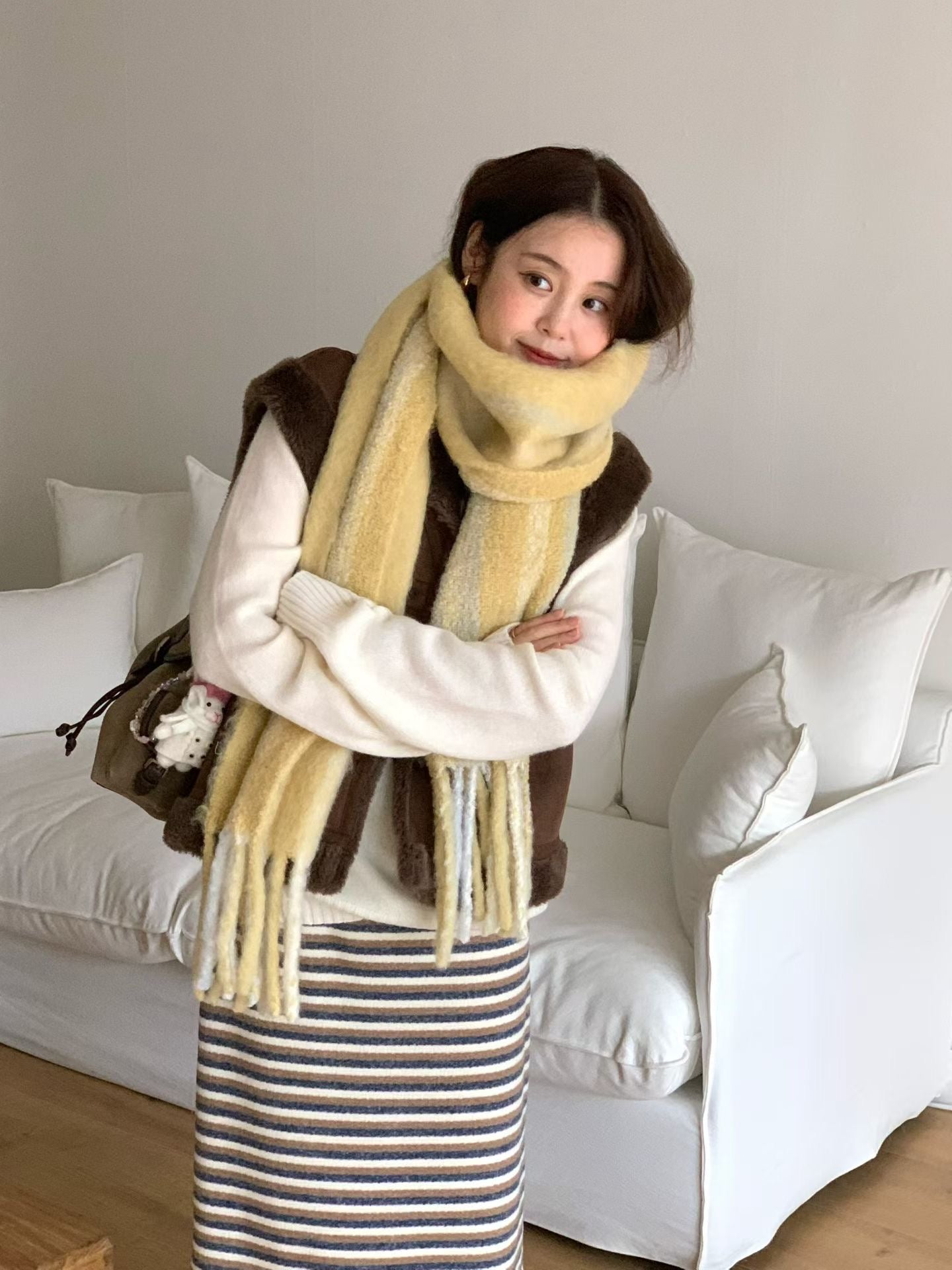 超級可愛柔軟的混色雙面羊毛圍巾🧣