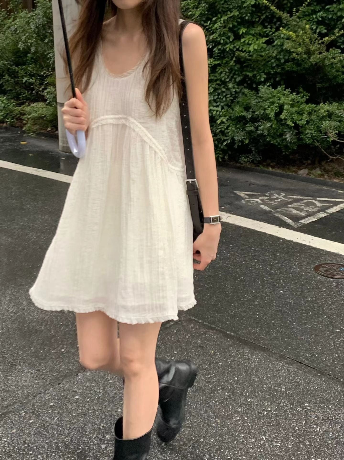 【現貨🍦】A12法式奶油皺摺背心裙