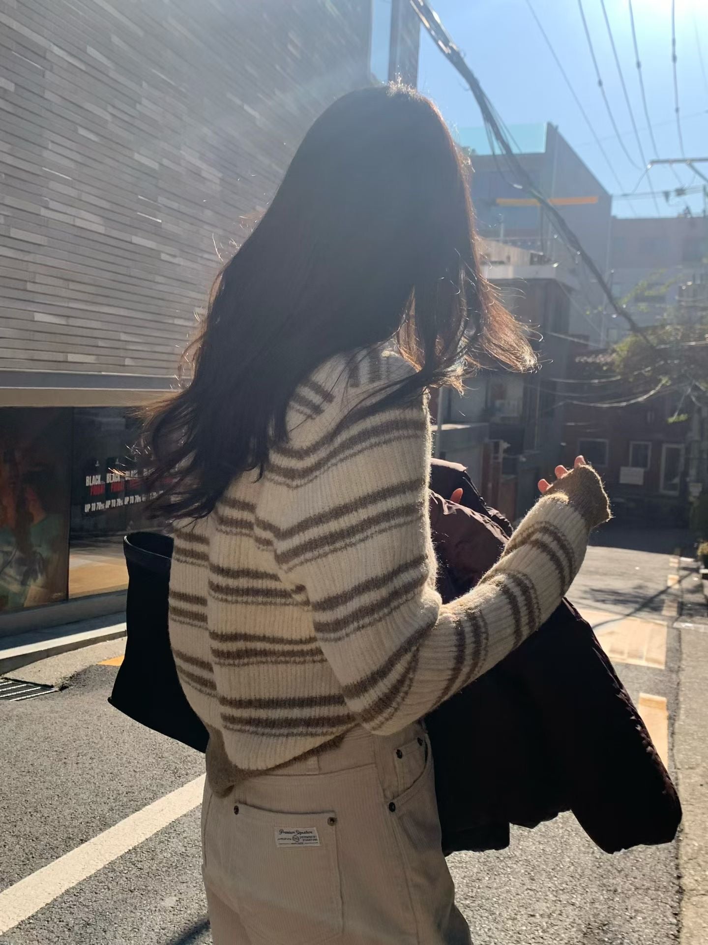 條紋可可針織開衫