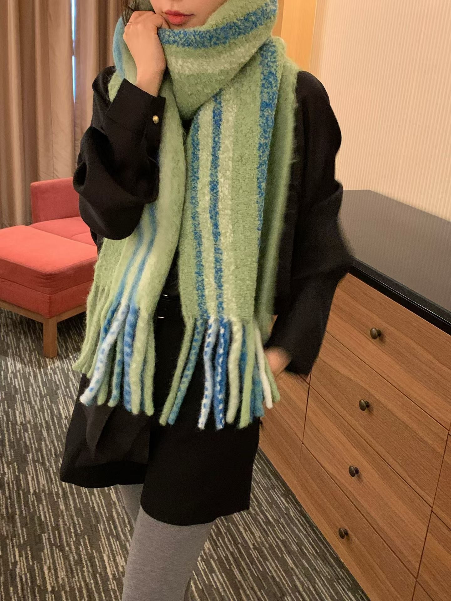 超級可愛柔軟的混色雙面羊毛圍巾🧣