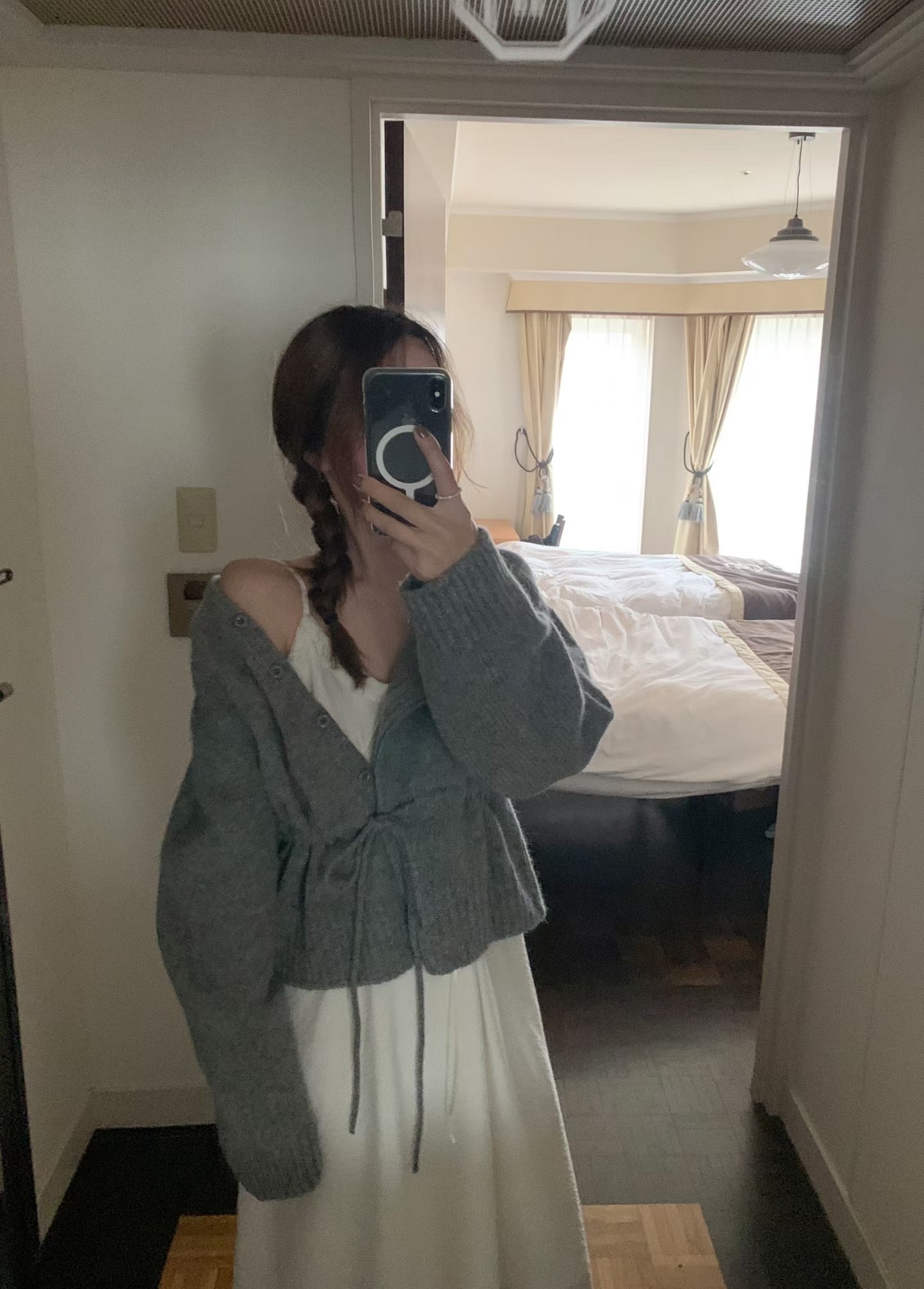 100%羊毛🦙溫柔綁帶抽繩針織外套