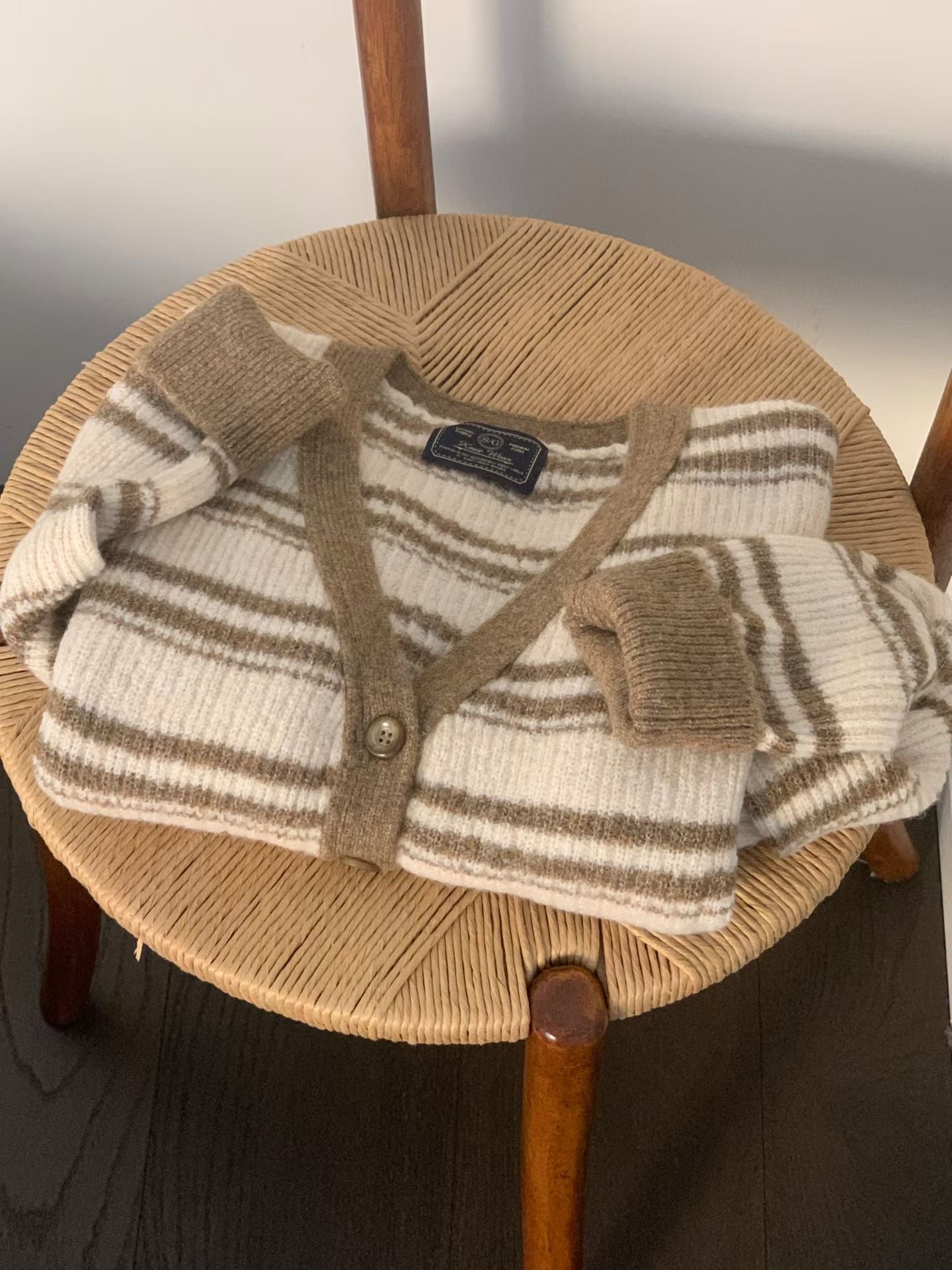 條紋可可針織開衫