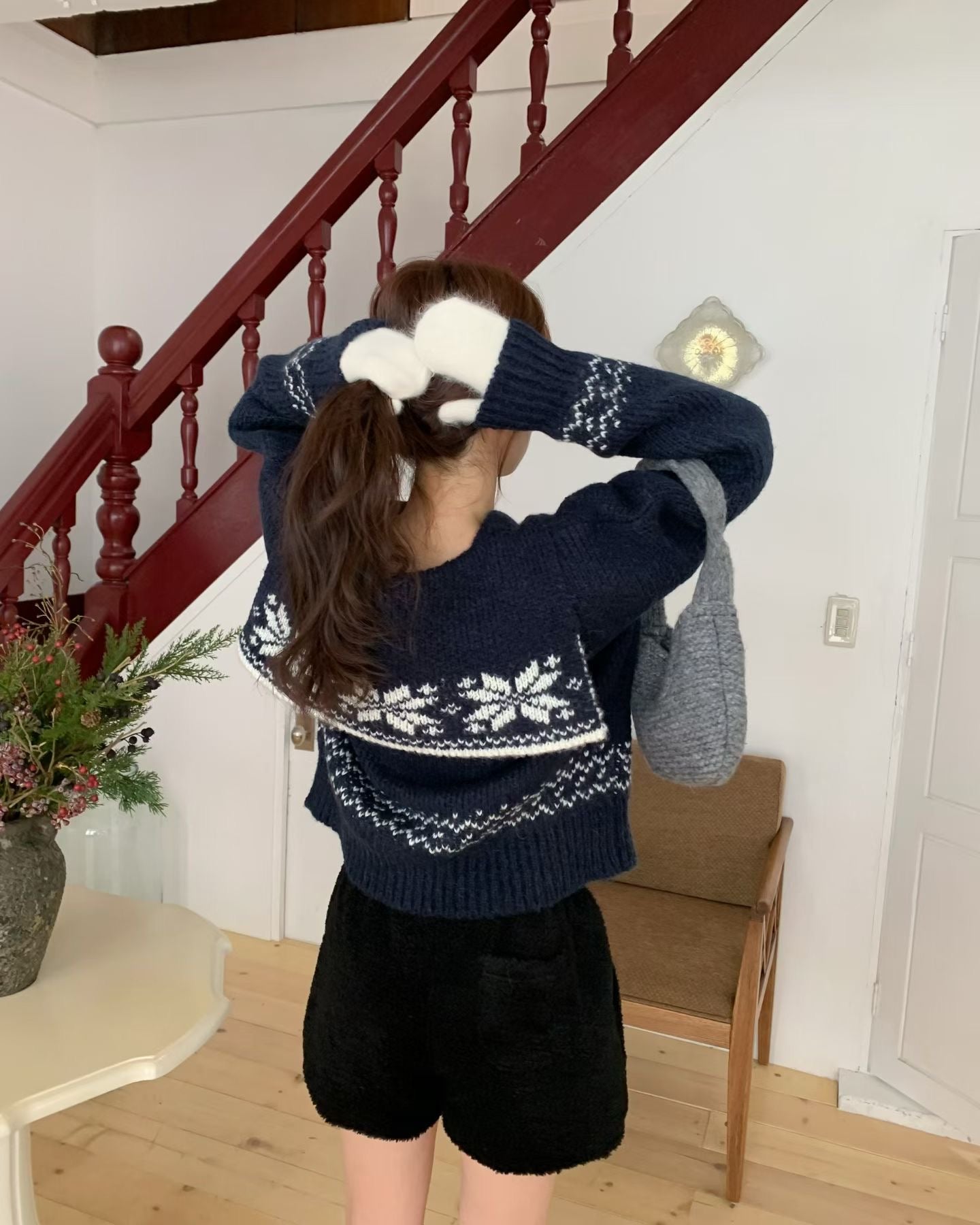 北歐風雪花❄️翻領開衫