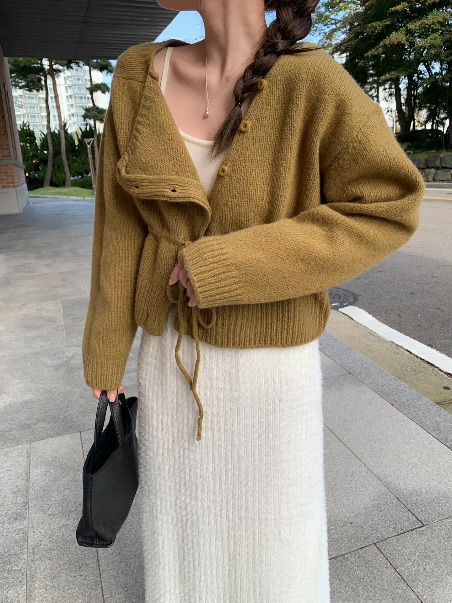 100%羊毛🦙溫柔綁帶抽繩針織外套