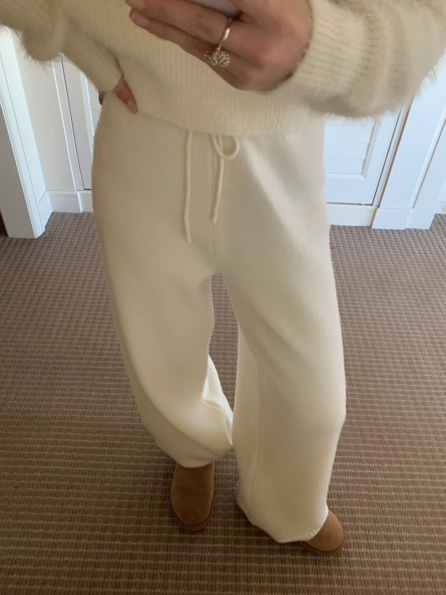 冬日挺版針織寬褲