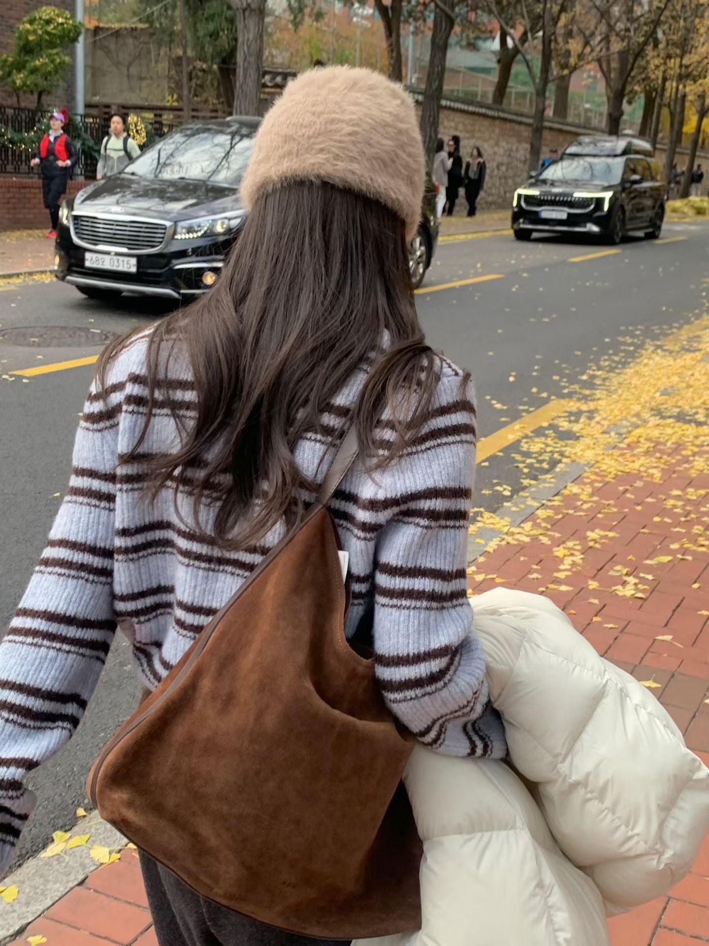 條紋可可針織開衫