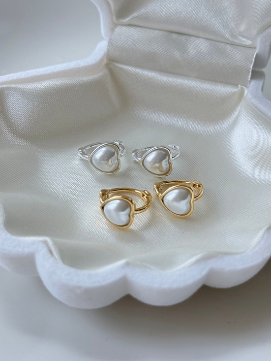 愛心珍珠耳扣💛Heart Pearl Earrings