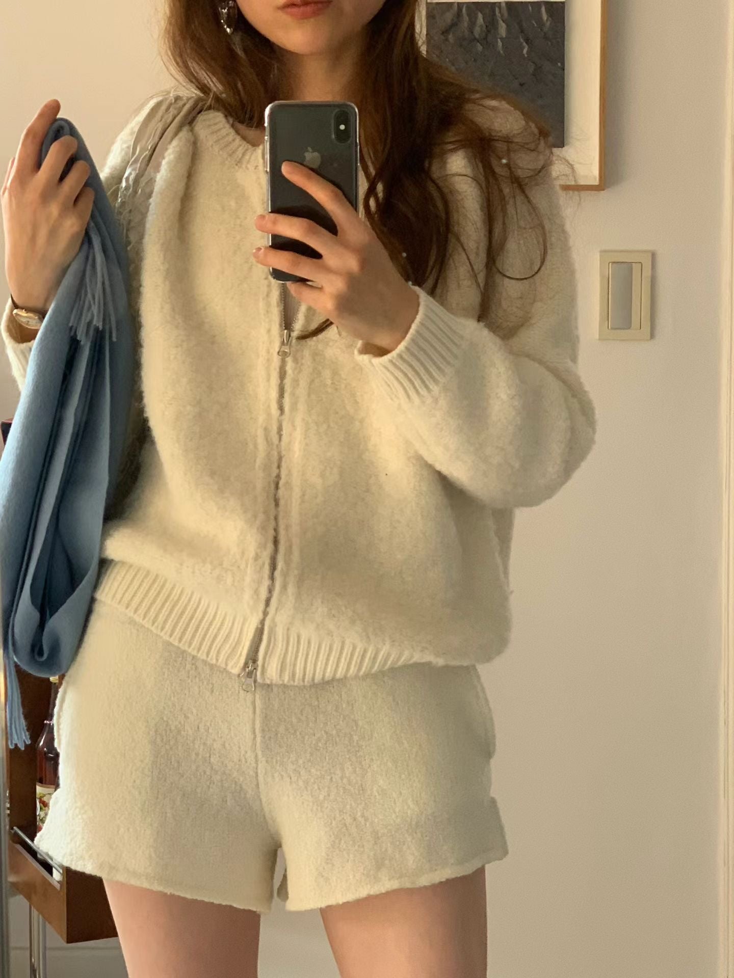 療癒色系🩵寶寶藍圈圈毛毛衣開衫