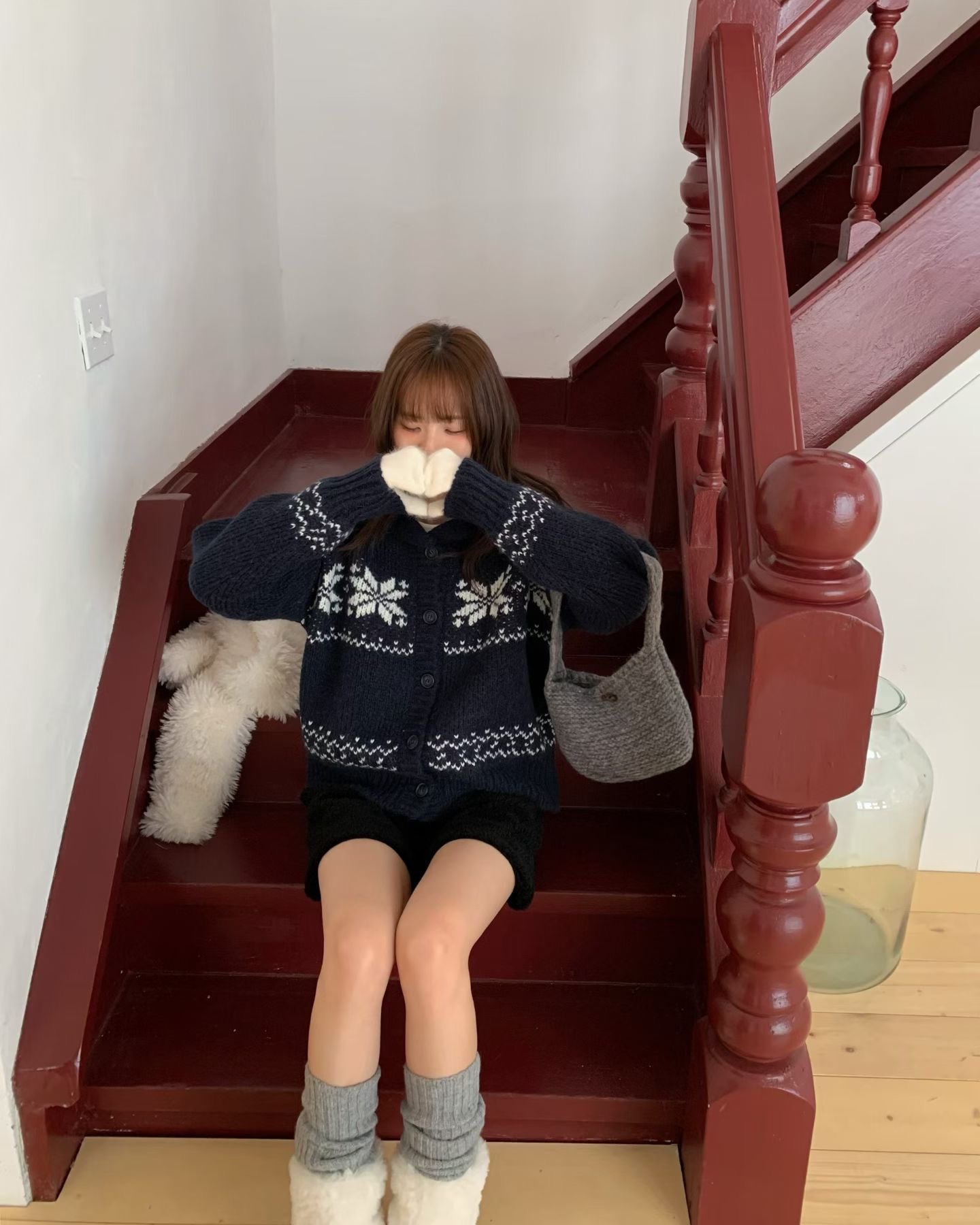 北歐風雪花❄️翻領開衫