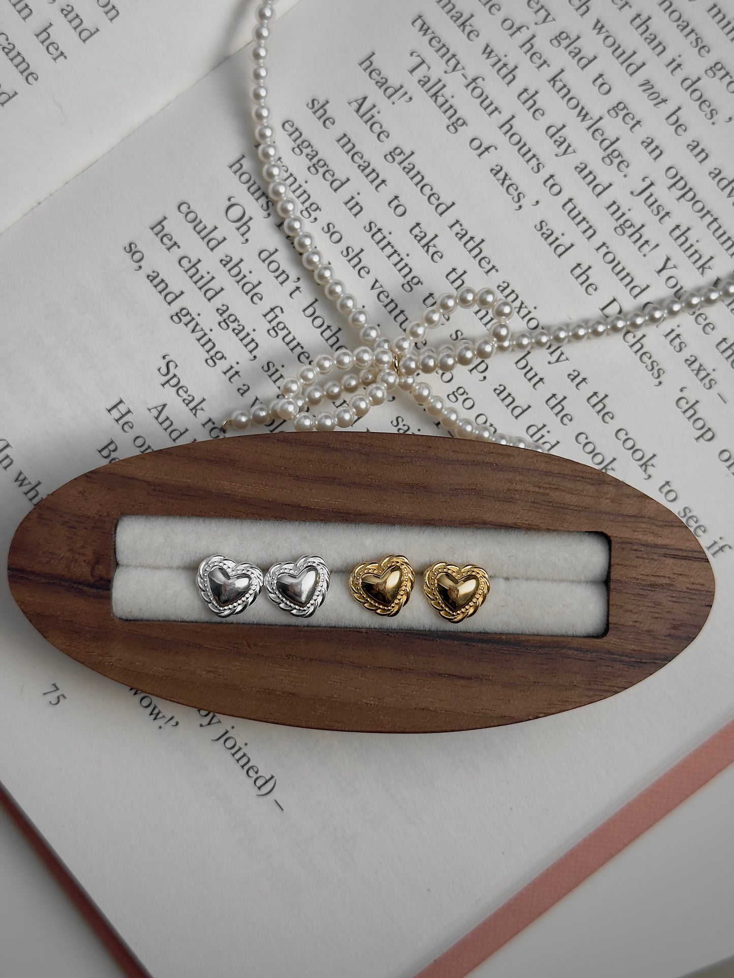 浪漫愛心花邊耳環