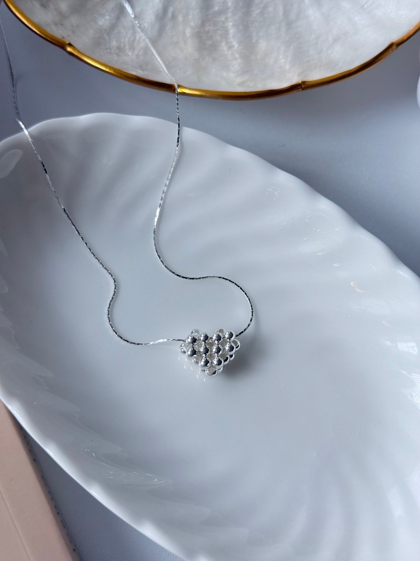 銀珠愛心項鍊Bubble Heart  Necklace