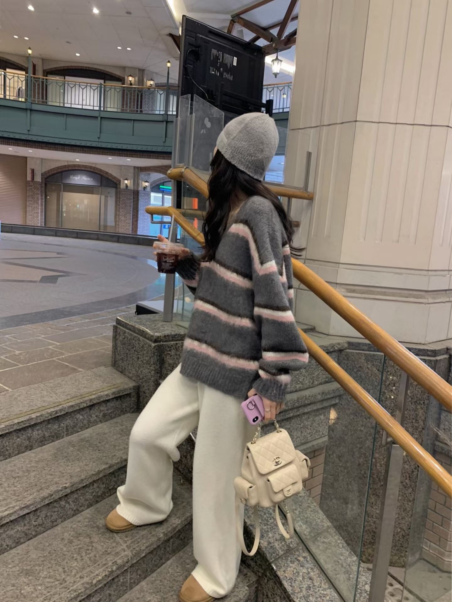 冬日挺版針織寬褲