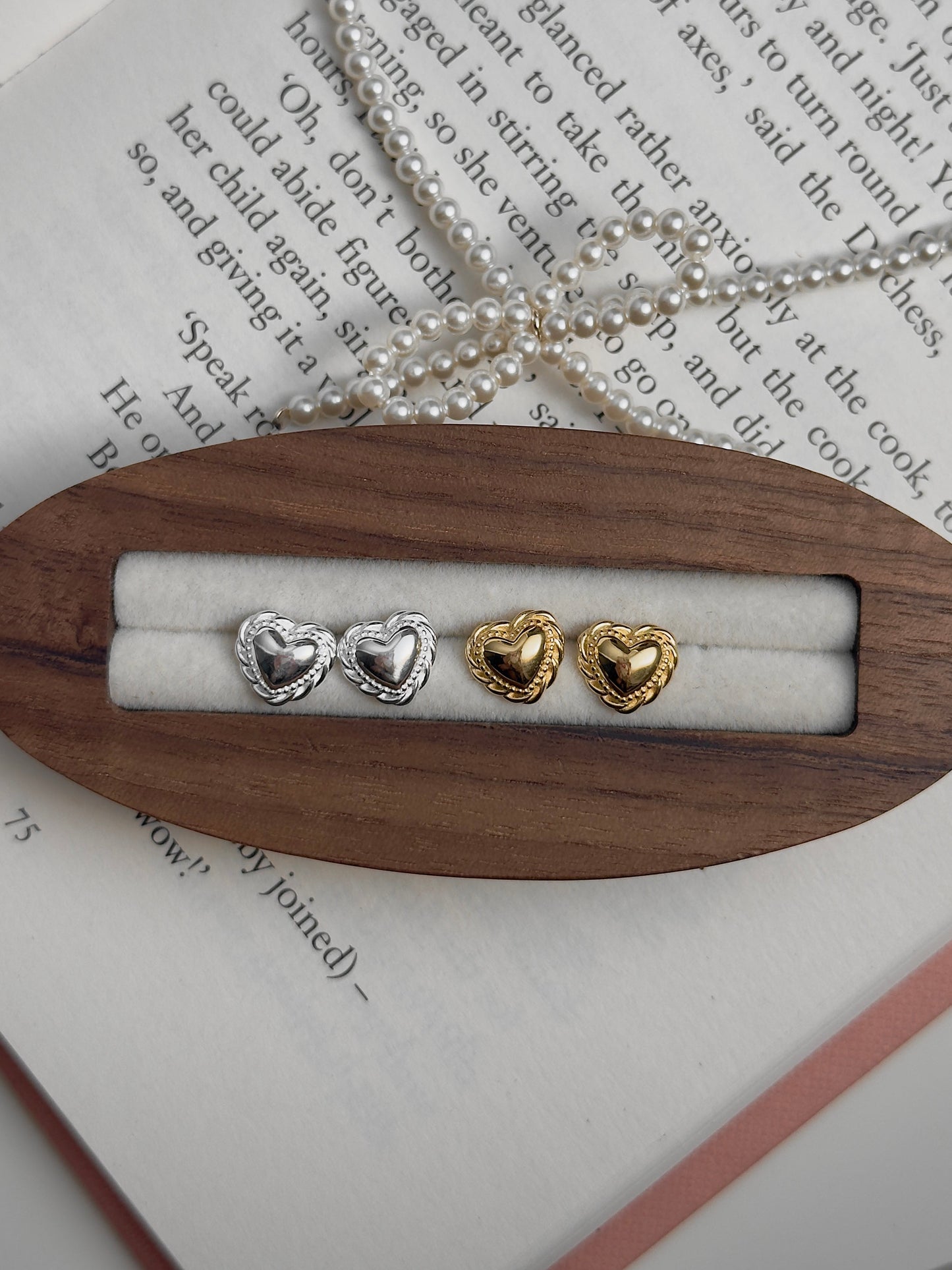 浪漫愛心花邊耳環