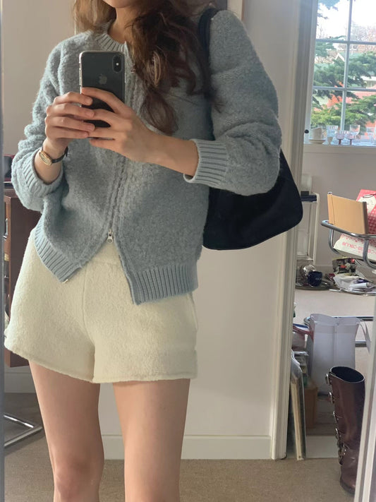 療癒色系🩵寶寶藍圈圈毛毛衣開衫