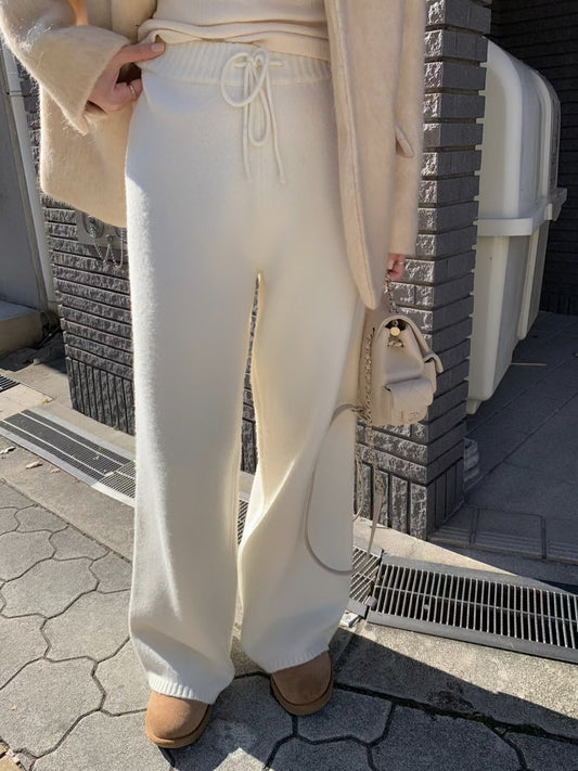 冬日挺版針織寬褲