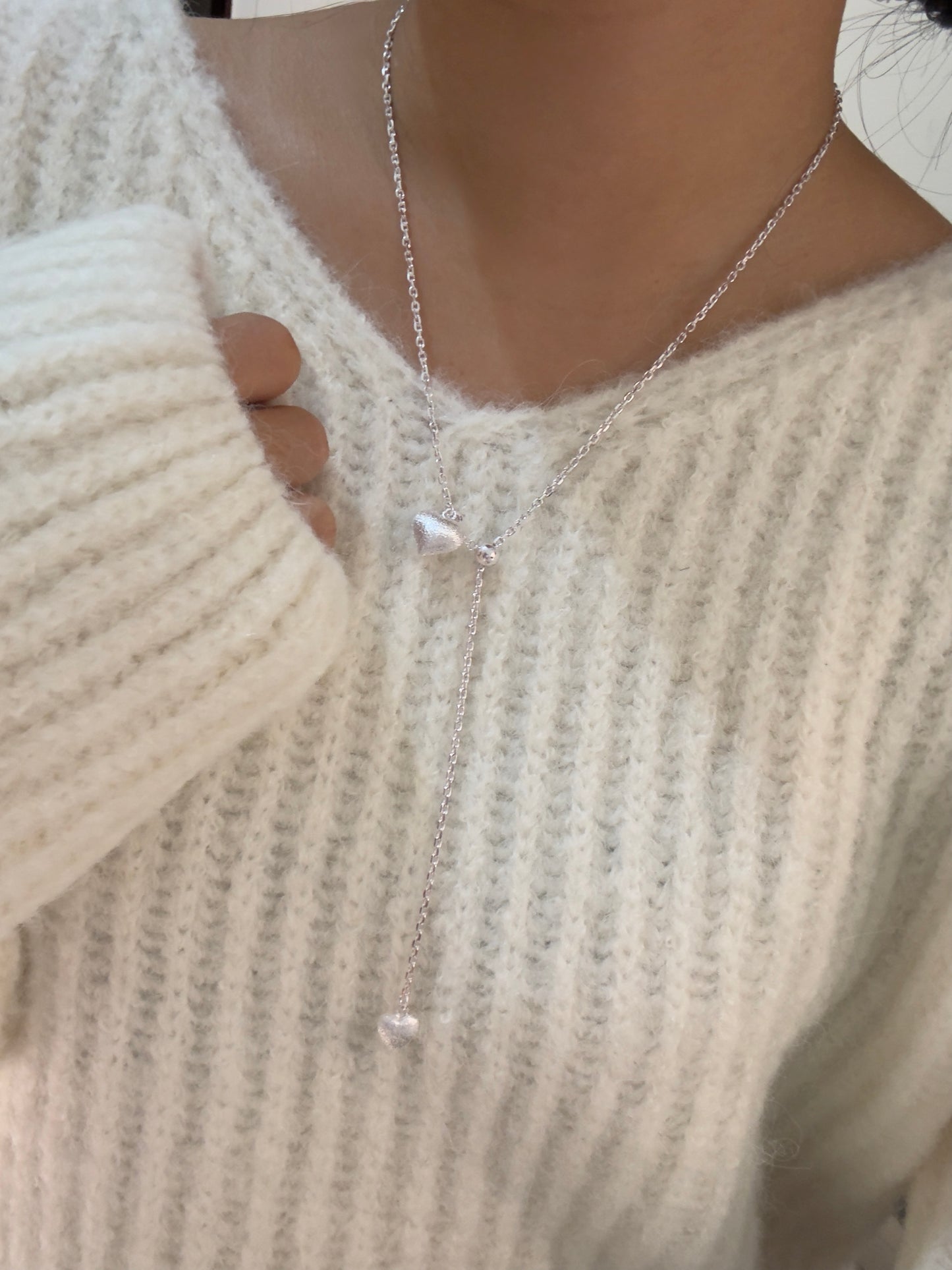 超級重磅💖霧面愛心可調節長鏈毛衣鏈