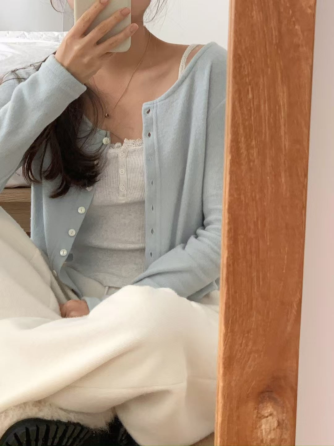 安哥拉羊毛針織開襟衫