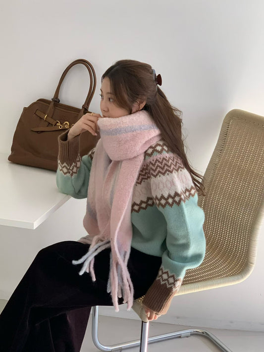 超級可愛柔軟的混色雙面羊毛圍巾🧣