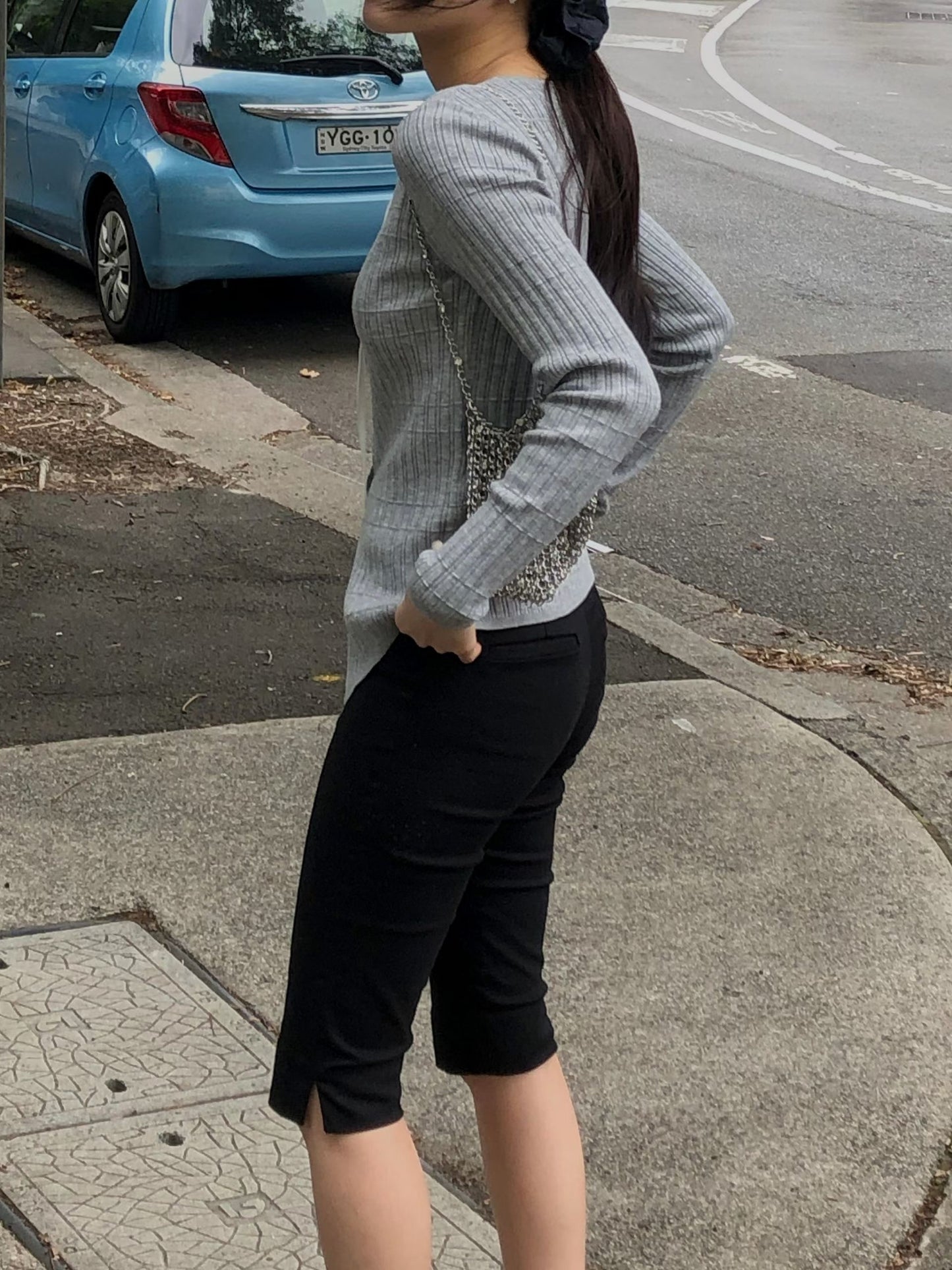 F01針織蕾絲彈性上衣