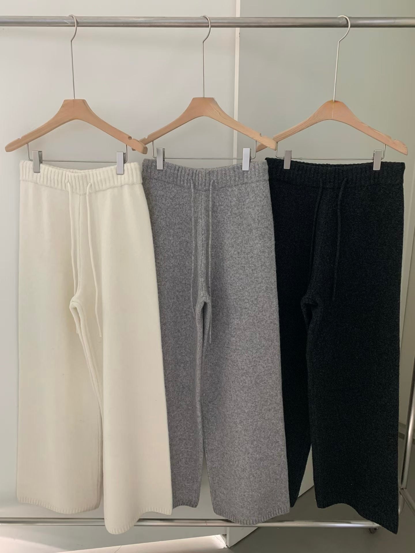 冬日挺版針織寬褲